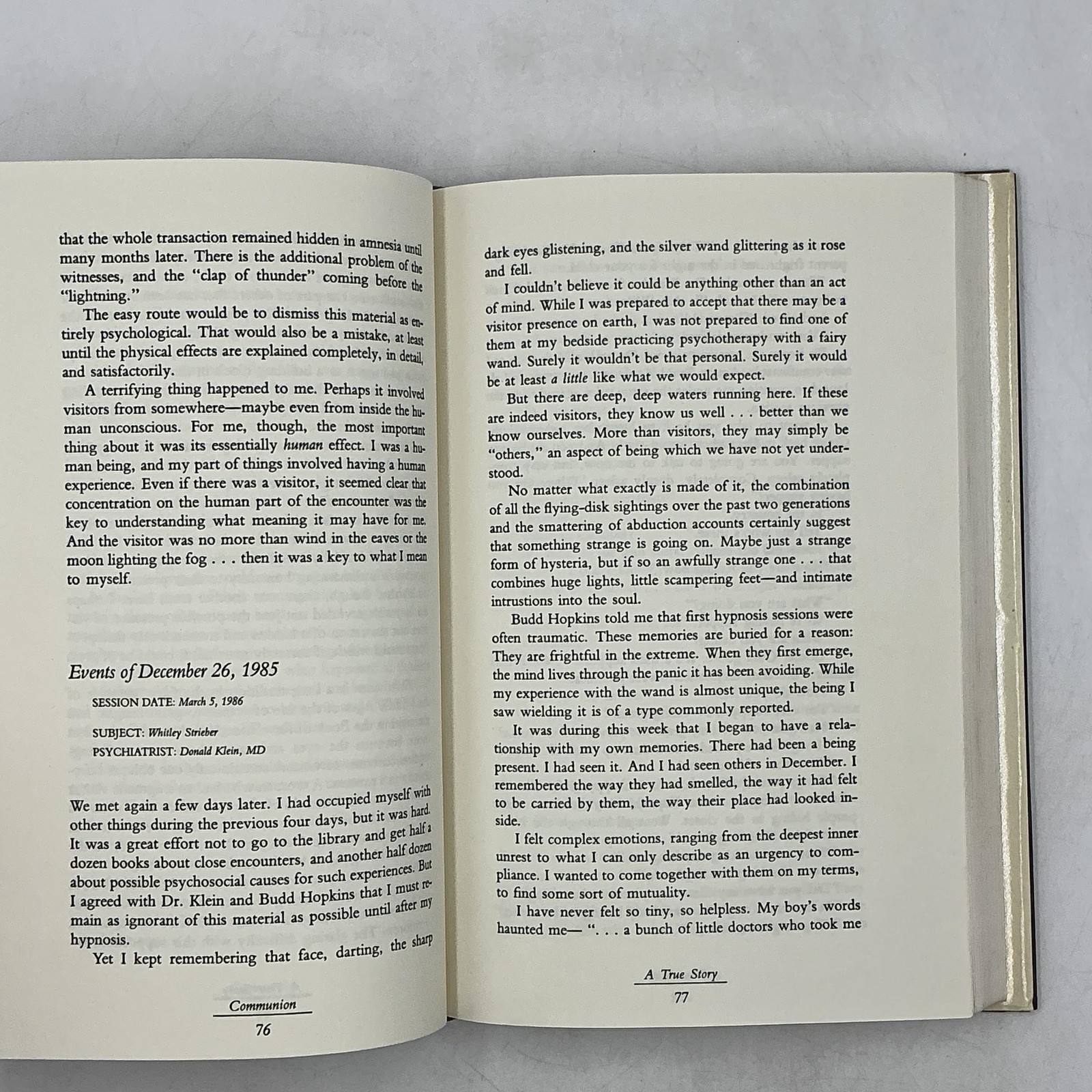 COMMUNION A True Story Whitley Strieber 1987 Hardcover Books Dust Jacket