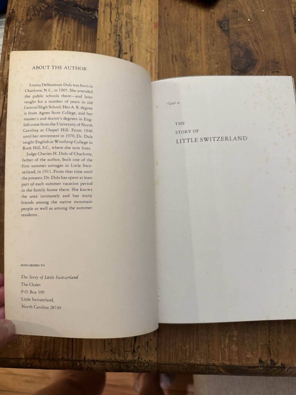 The Story Of Little Switzerland by Louisa DeSaussure Duls 1982
