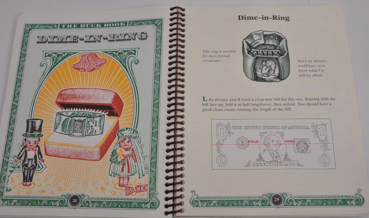 1993 Buch Book Ann Akers Johnson Klutz Press One Dollar Bill Bow Tie Elephant