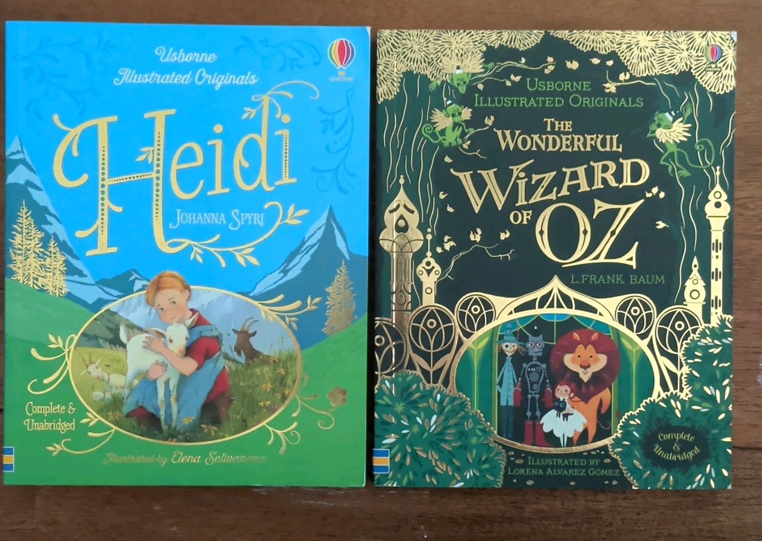 USBORNE Illustrated Originals Lot 2 Softcover Heidi & Wonderful Wizard of Oz