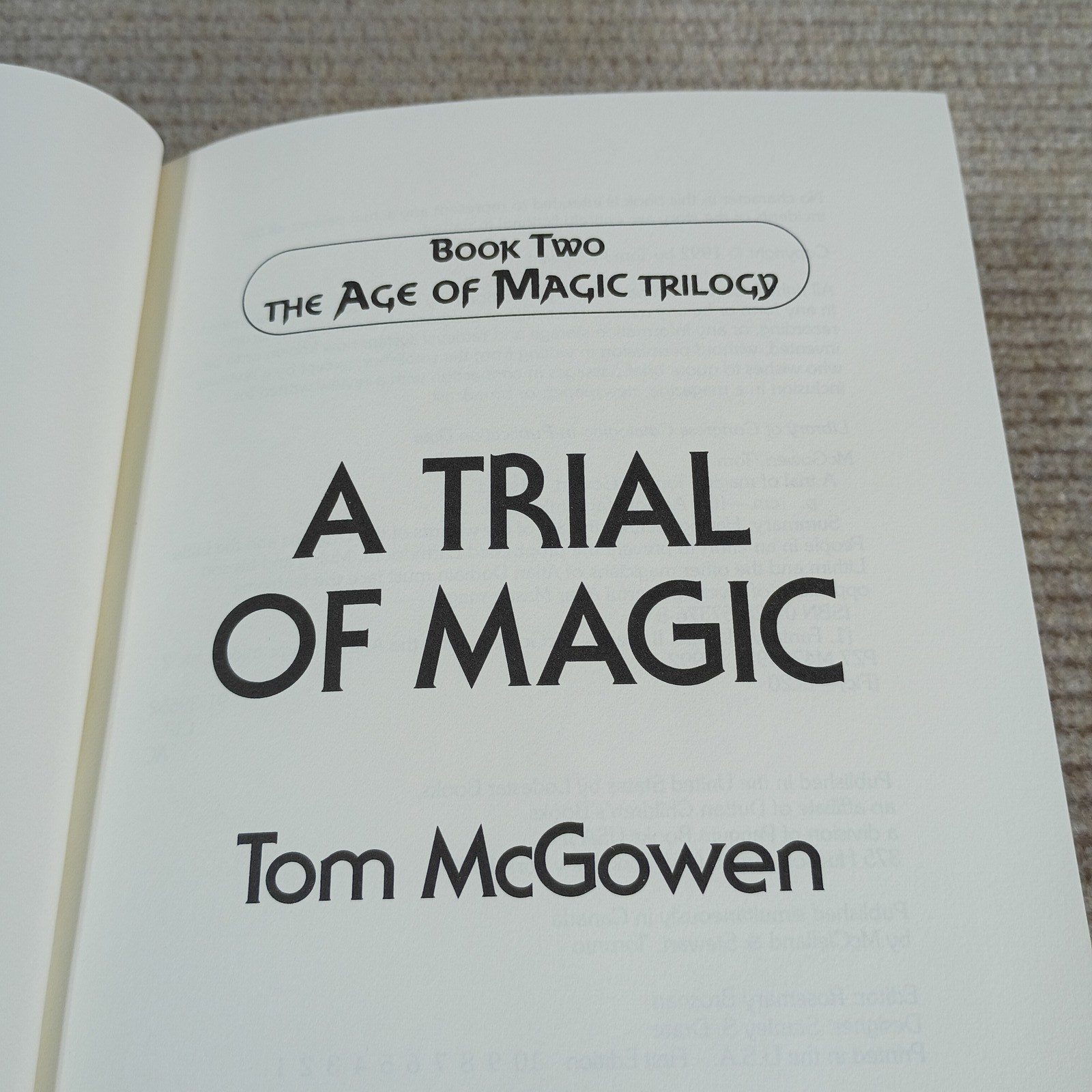 A Trial of Magic by Tom McGowen – The Age of Magic Trilogy Book Two Hardcover