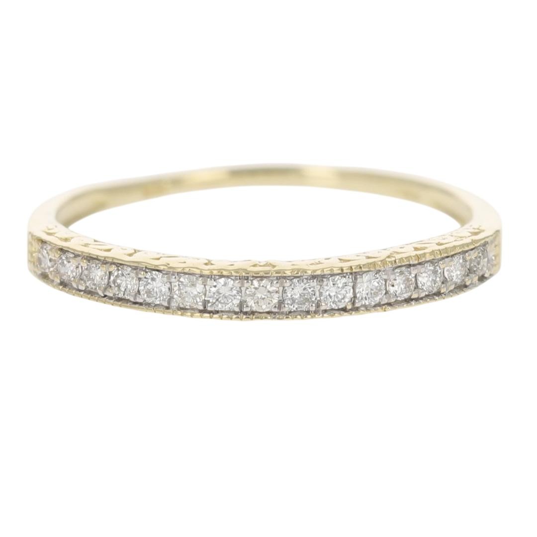 .20ctw Diamond Pavé Milgrain Scroll Wedding Band Ring 14k Yellow Gold Size 9