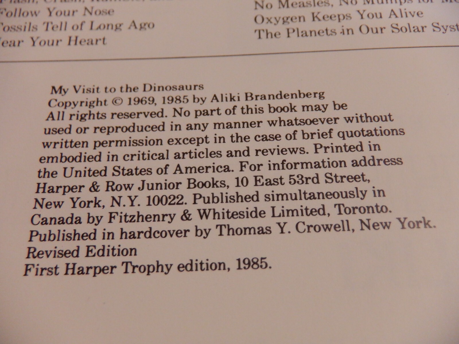 Vintage 1985 My Visit to the Dinosaurs & Dinosaurs are Different Book By Aliki