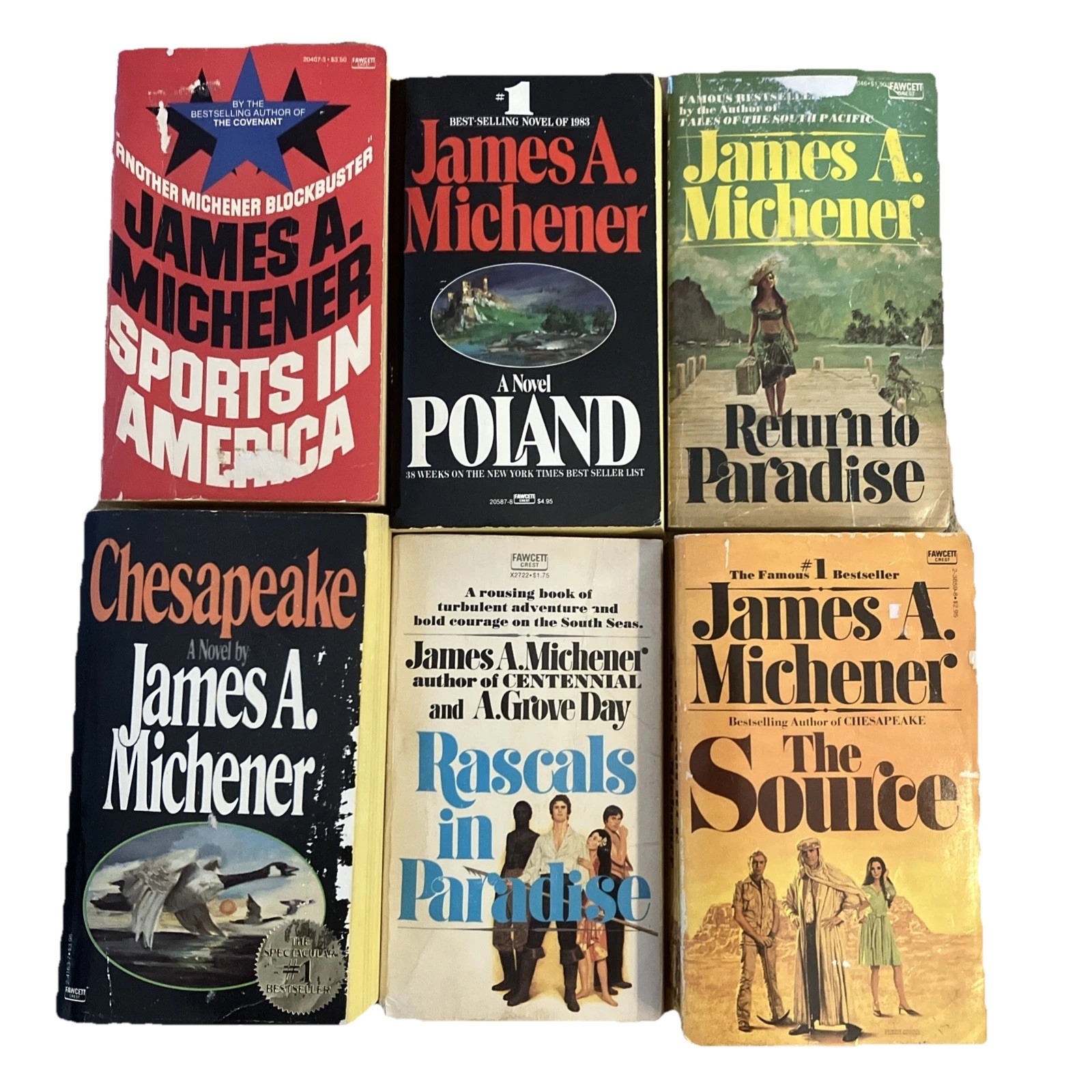 James A. Michener lot of 6 vintage PB books Historical, Adventure good preowned