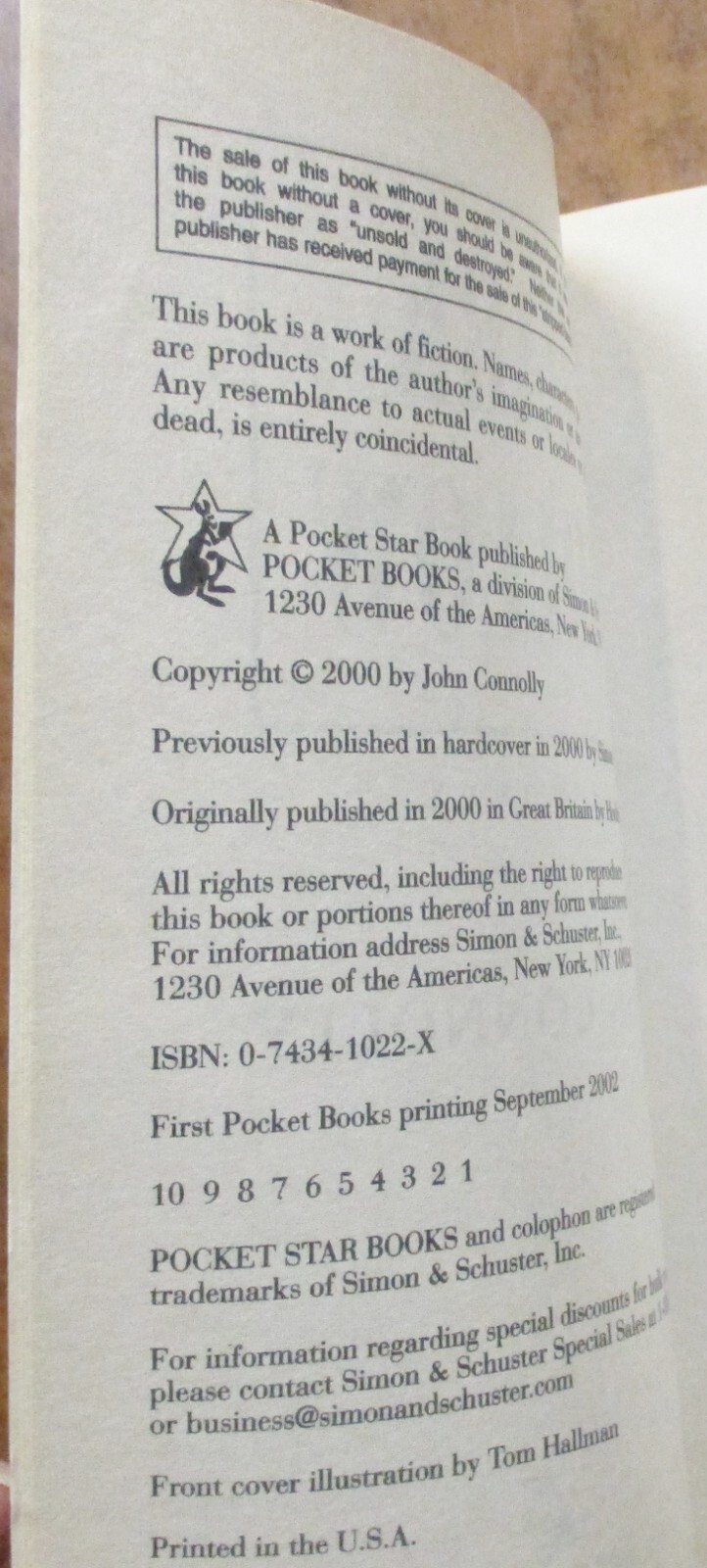 John Connolly “Dark Hollow” Paperback Book (2002) Series: Charlie Parker