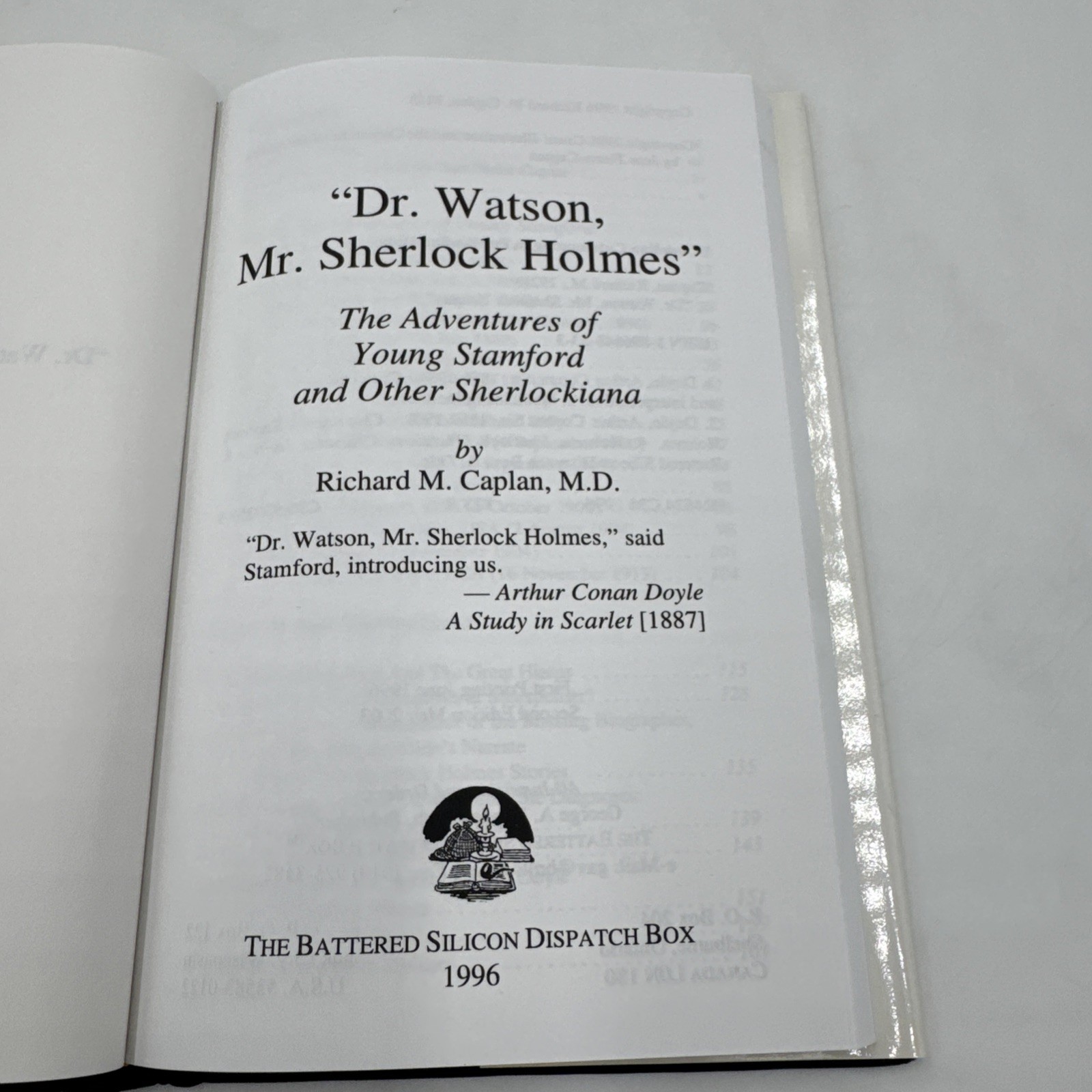 Dr. Watson Mr. Sherlock Holmes Richard M Caplan MD 2nd Ed HCDJ 2003