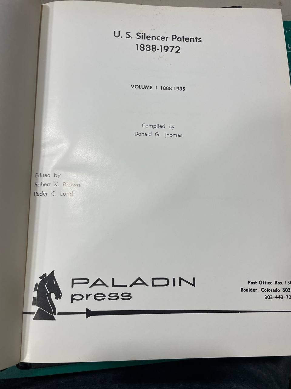 U.S. Silencer Patents 1888-1972, Paladin Press, 2 Volume Hardcover Set