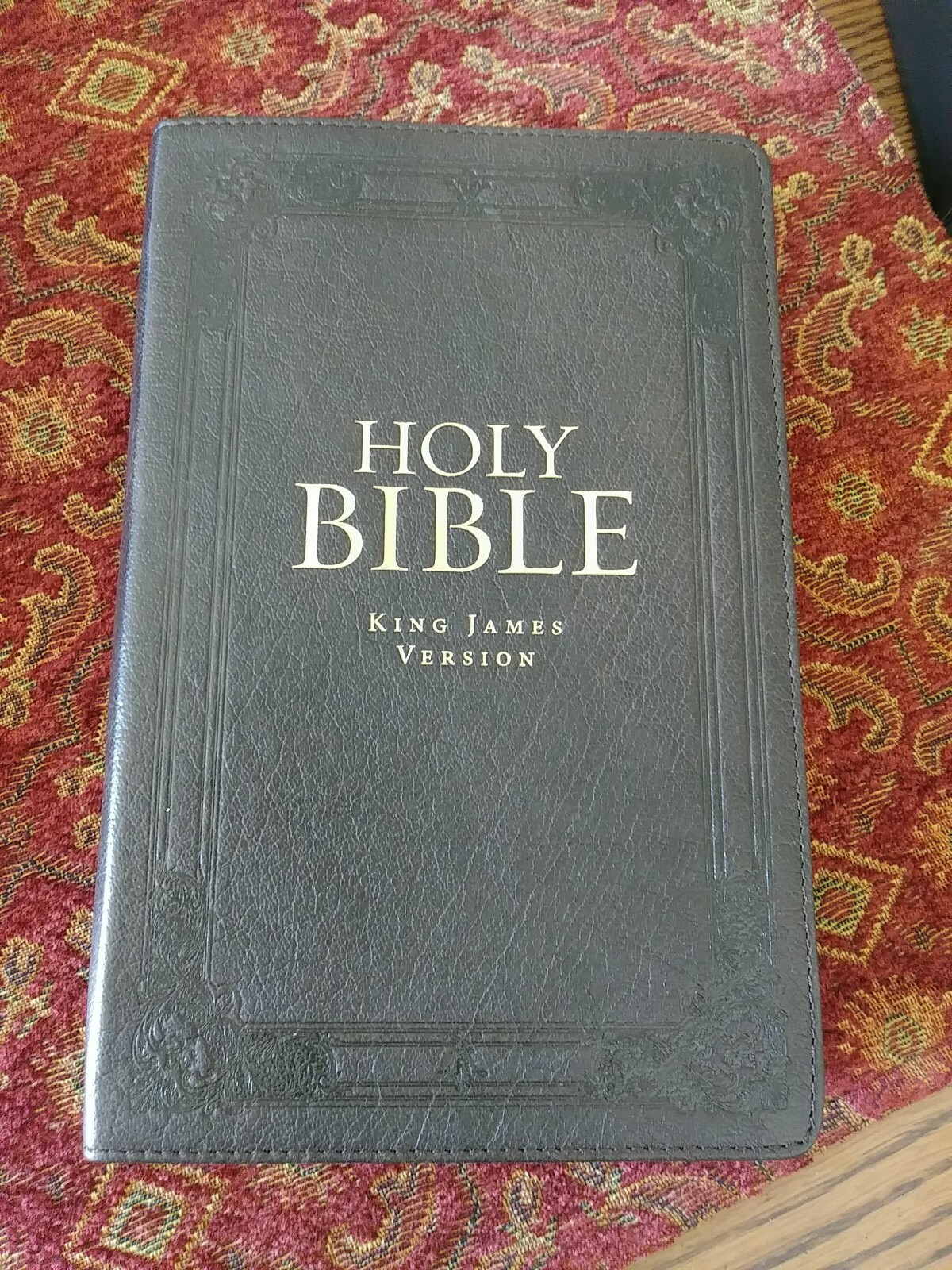 KJV Genuine Buffalo Hide Bible Thinline Thumb Indexed ~ Brown Leather new in box