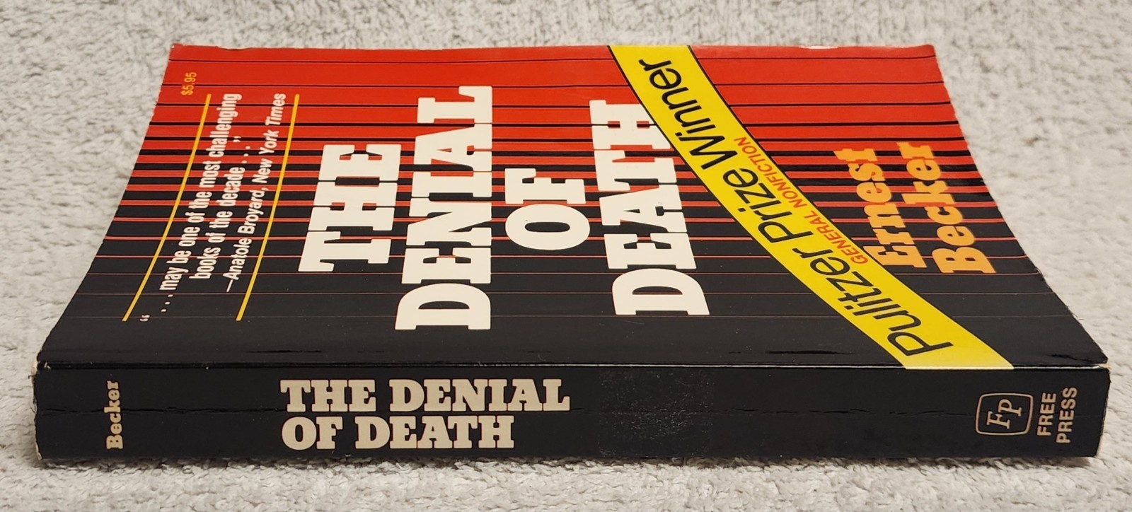 Denial of Death by Ernest Becker 1975 Paperback Pulitzer Prize Free Press