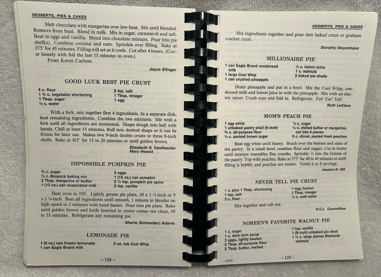 Vtg. Cookbook A Taste Of Perry County IN 212 Pages Of Recipes With Index