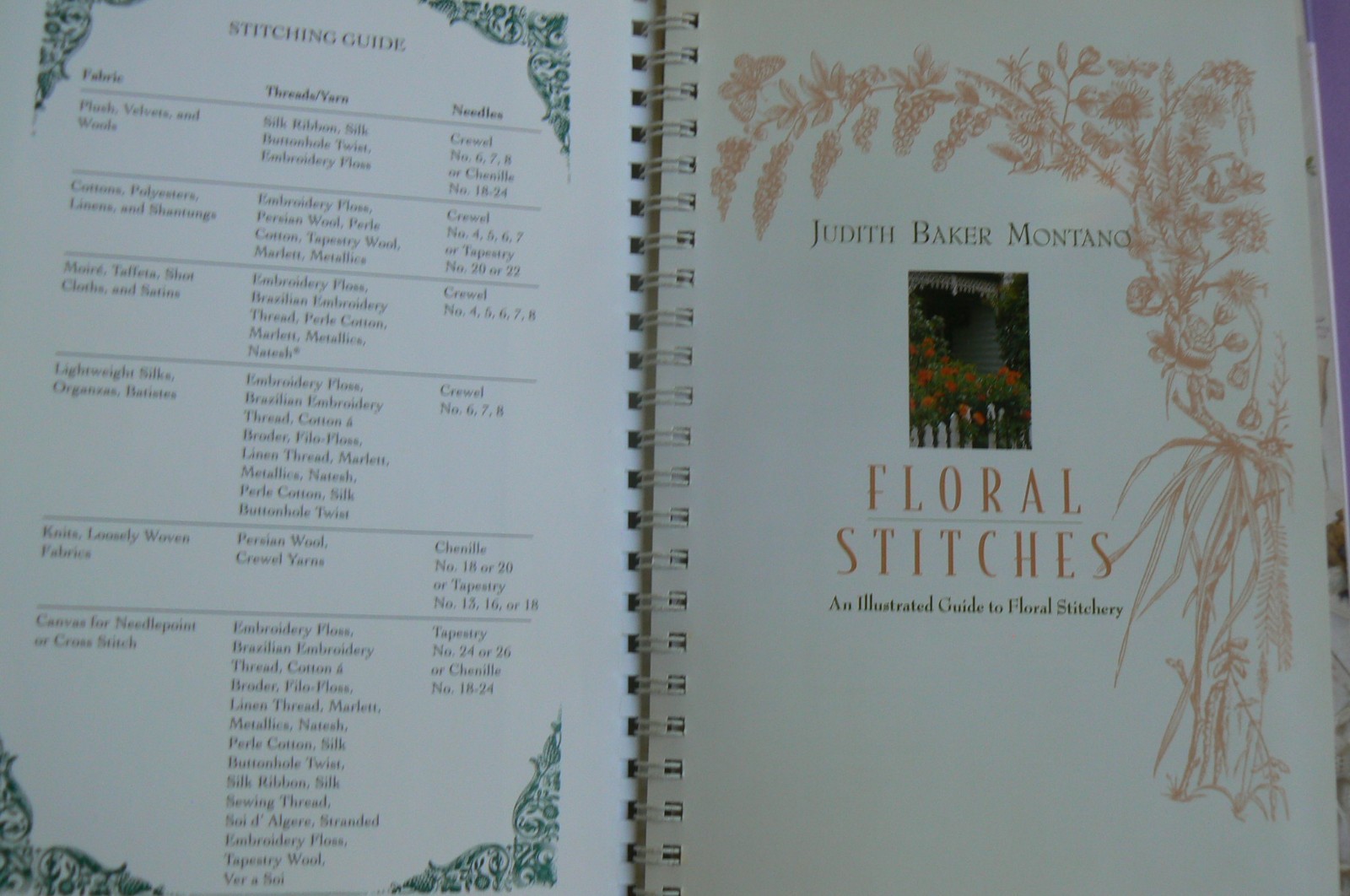 FLORAL STITCHES, illustrated guide, Judith Baker Montano,spiral HC LN!
