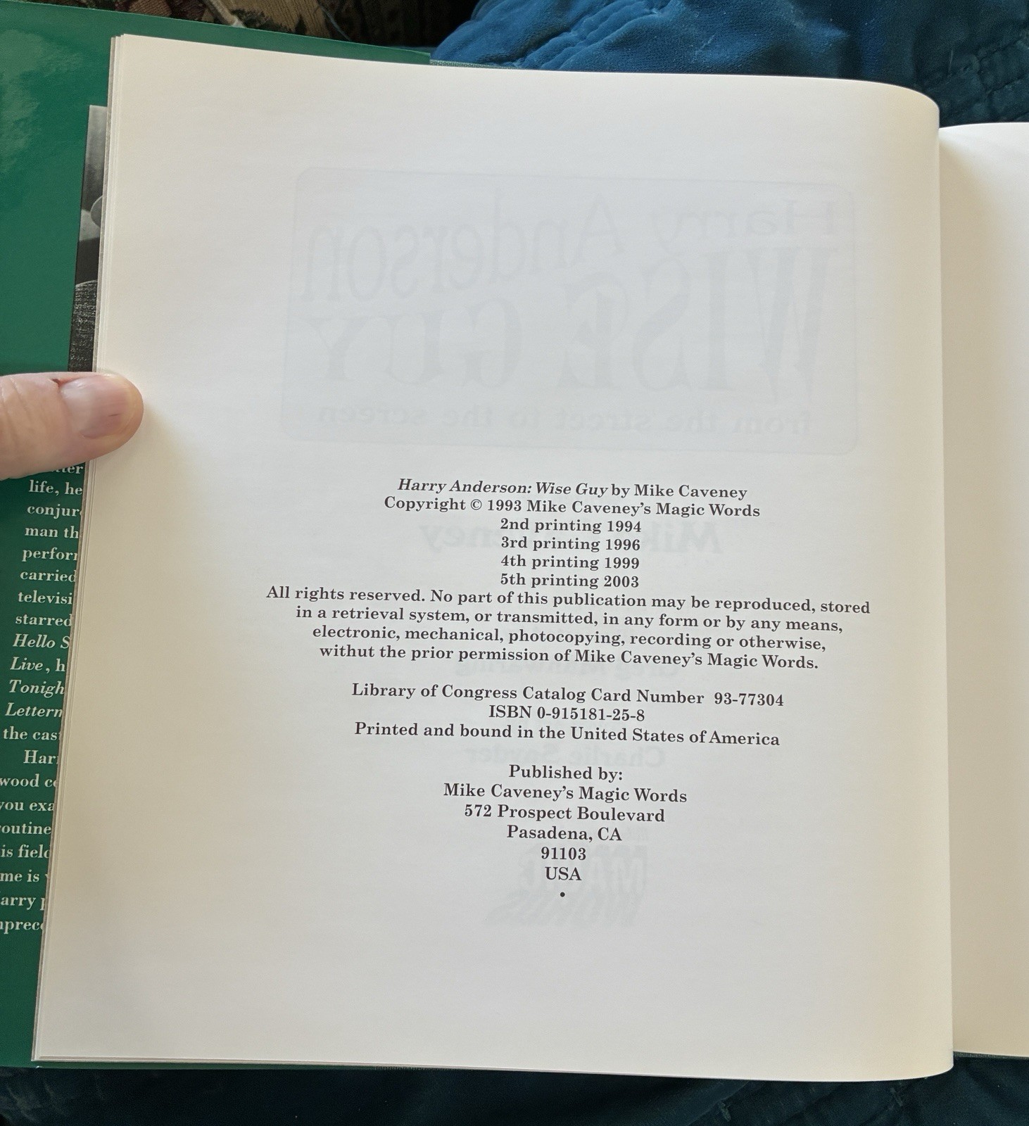 “Harry Anderson: Wise Guy from the Street to the Screen” Mike Caveney Signed