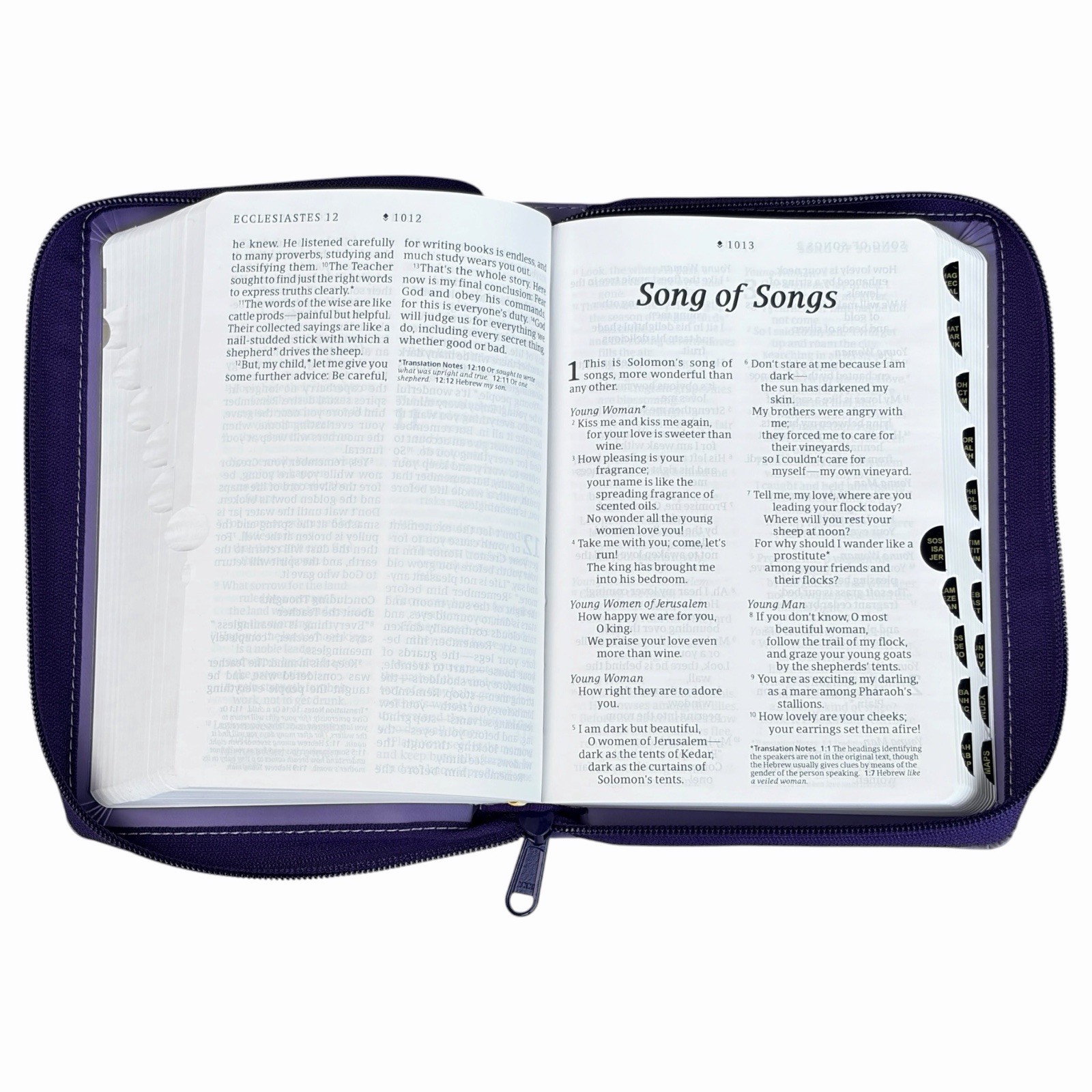NLT New Living Translation Diamond Lavender Leatherlike Zippered Bible w/ Index