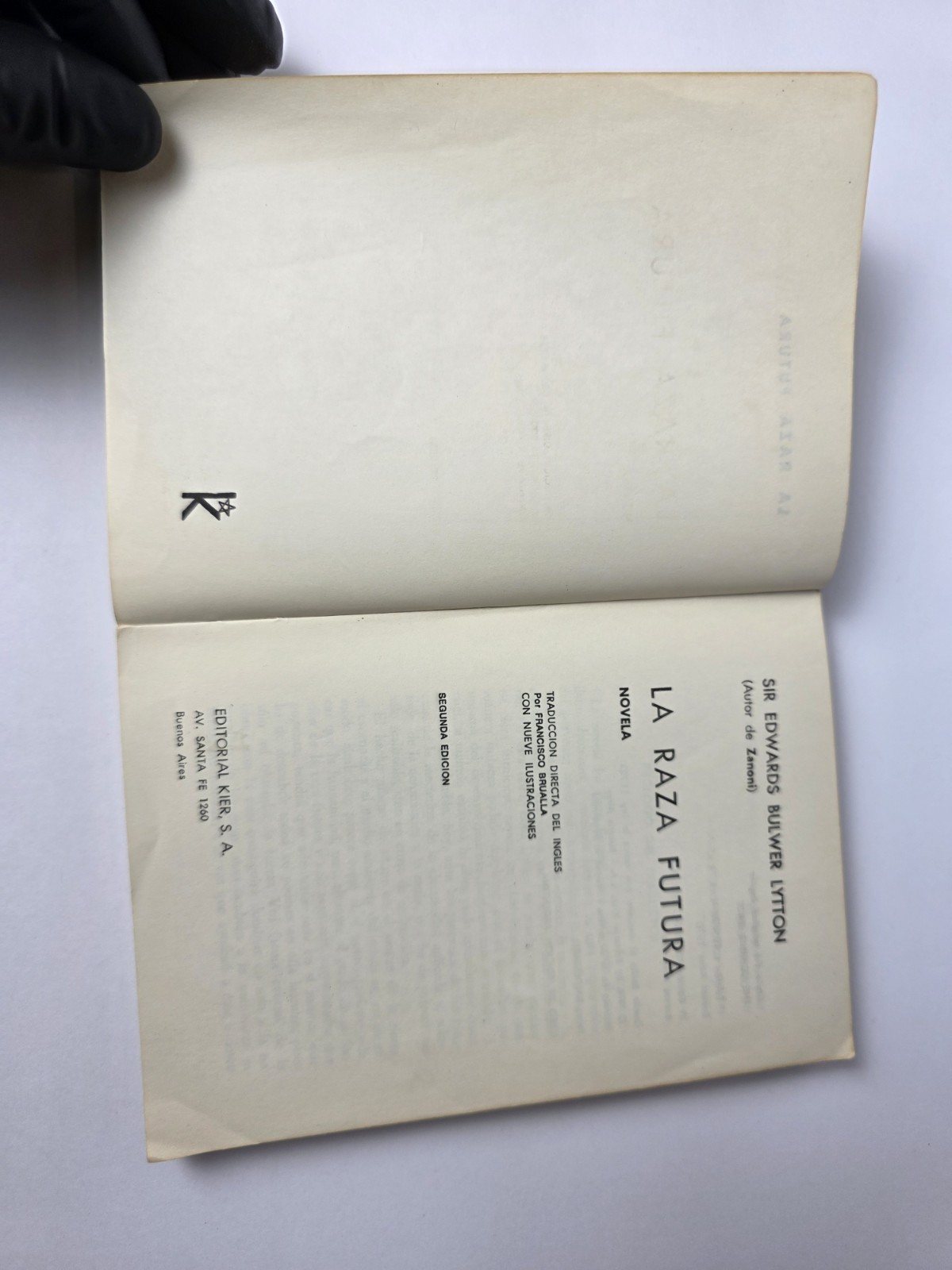 La Raza Futura Sir Edward Bulwer Lytton 1978 Kier 2nd Edition Spanish Paperback
