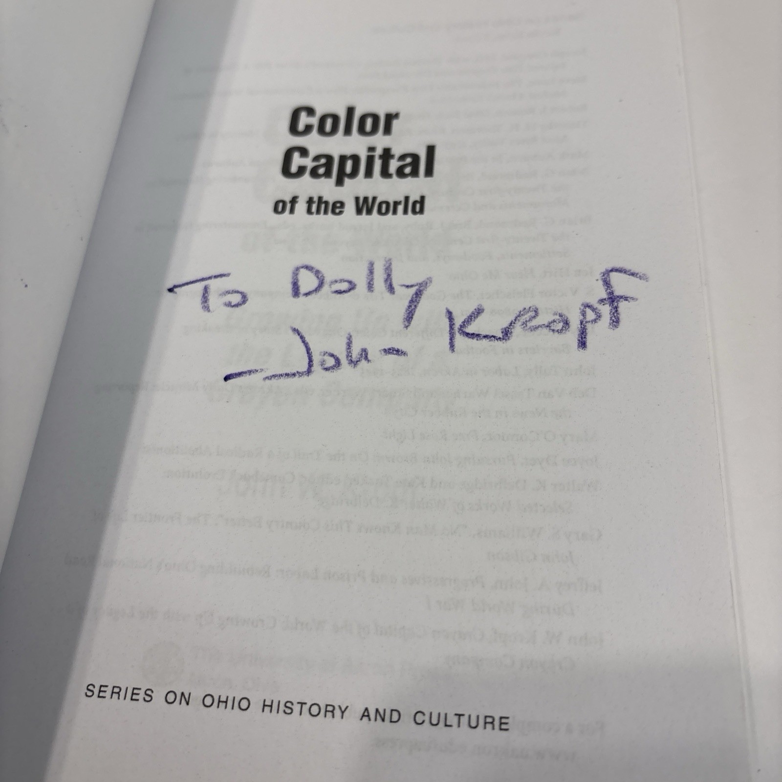 Color Capital of the World: Gr – VERY GOOD Signed By Author In Crayon