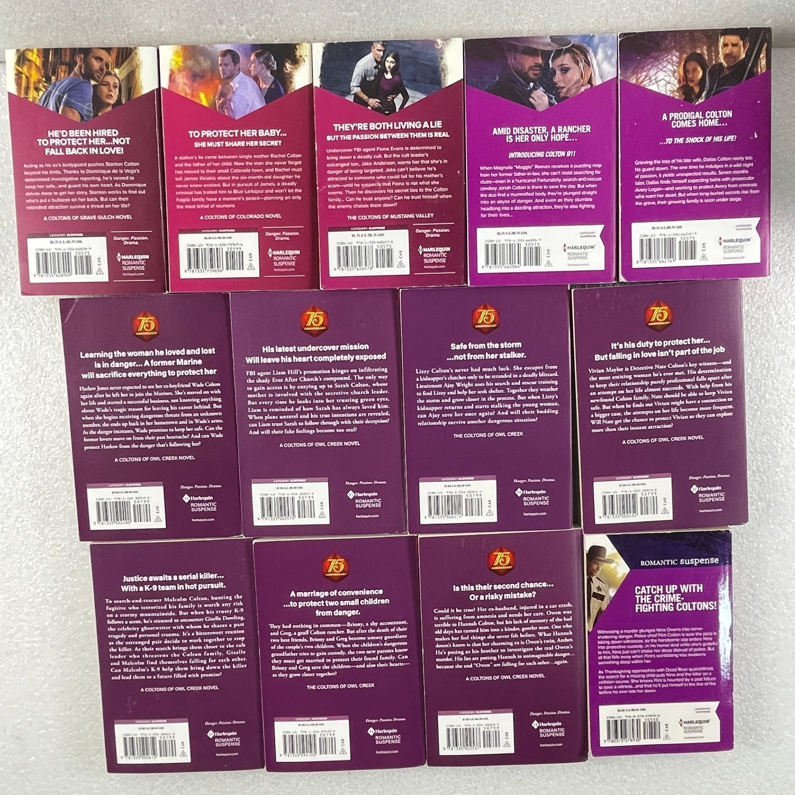 Lot of 13 Harlequin Romantic Suspense Books The Coltons Series Mixed Set
