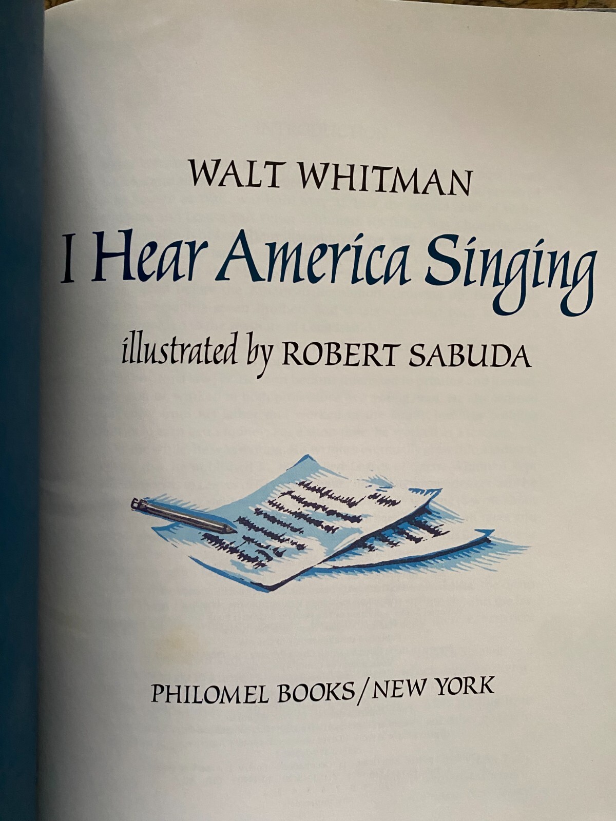 I Hear America Singing by Walt Whitman Illustrated 1991 HC
