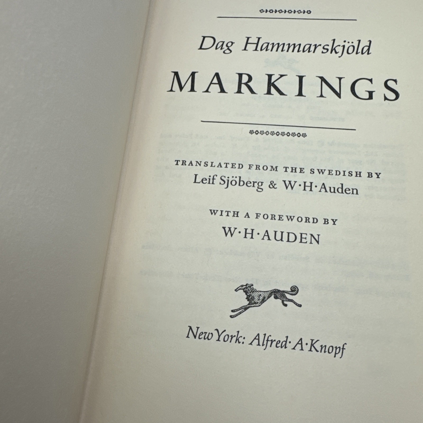Dag Hammarskjold Markings Hardcover 1964 Alfred A. Knopf Inc.