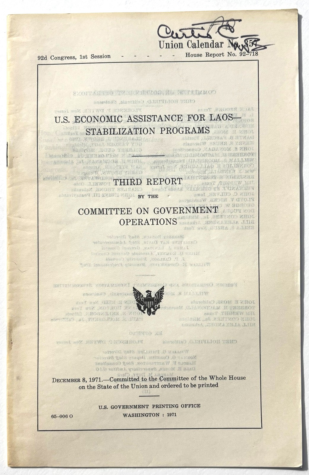 Congressional Subcommittee Hearings and Reports – Vietnam/Indochina