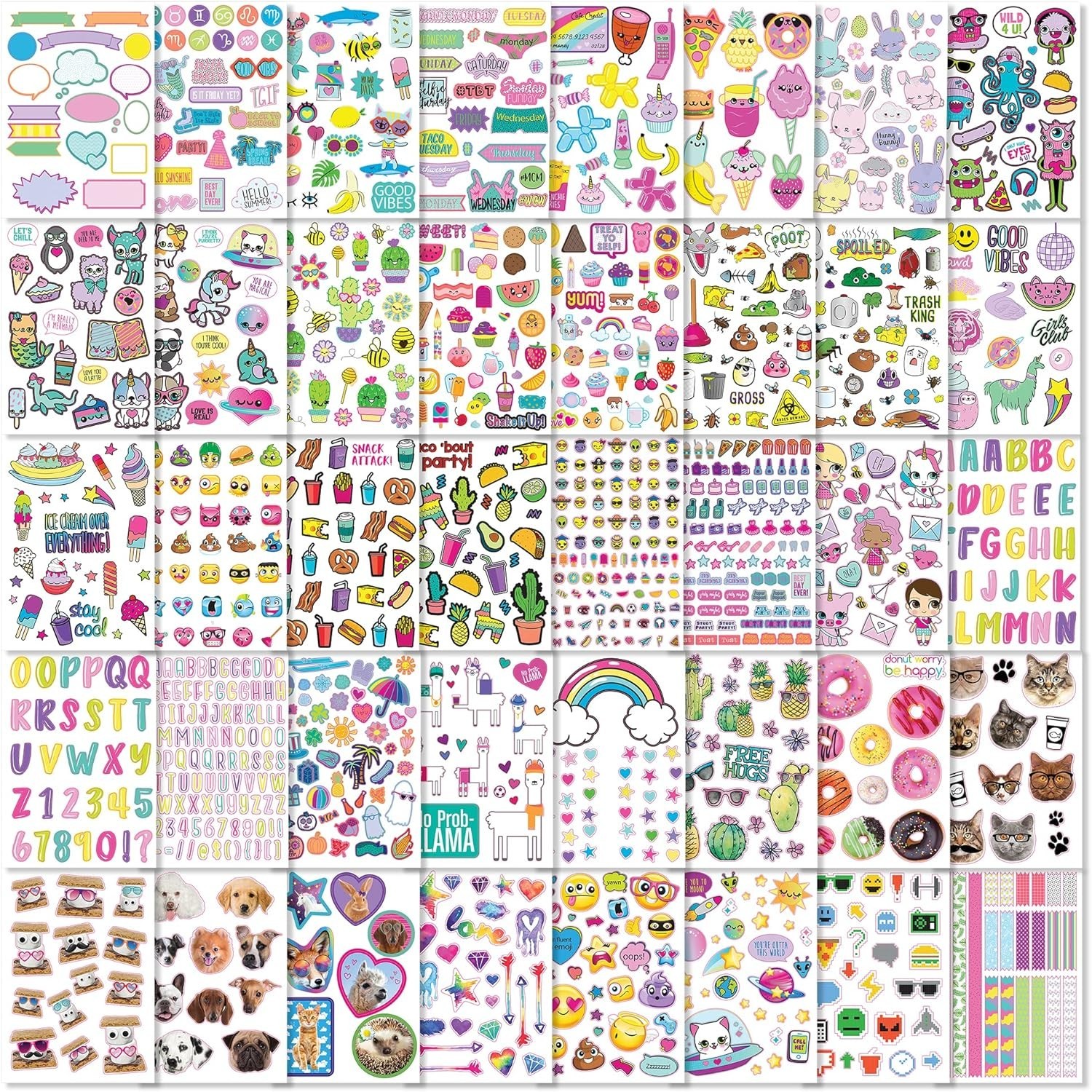 Diverse 1000+ Assorted Stickers for Kids – Scrapbooking, Planners & Fun Rewards