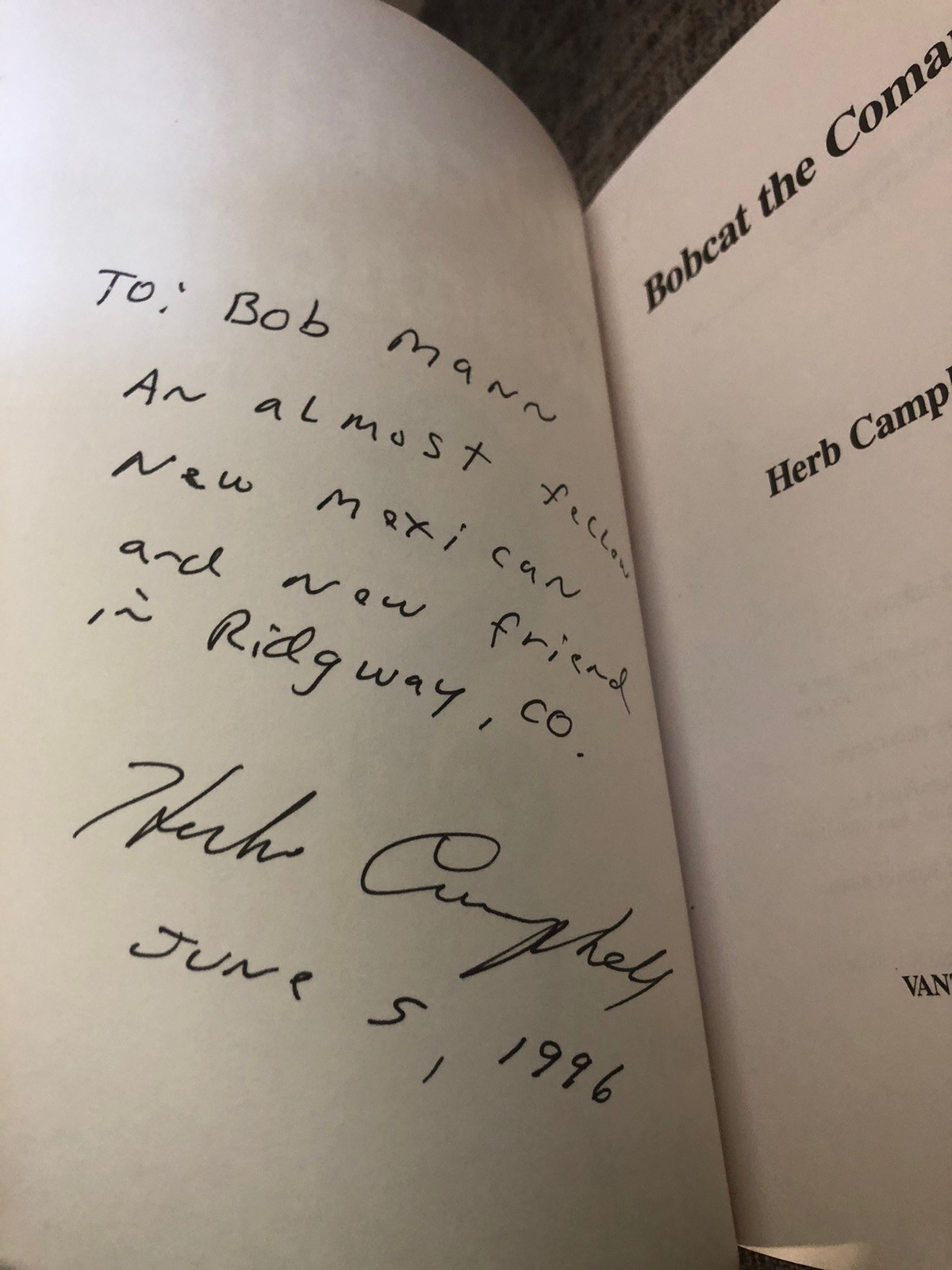 Bobcat The Comanche By Herb Campbell-Signed