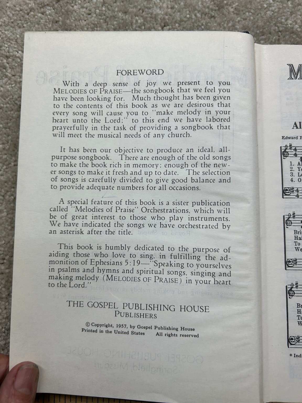 Melodies of Praise 1957 Gospel Publishing House Hymnal Songbook Hardcover