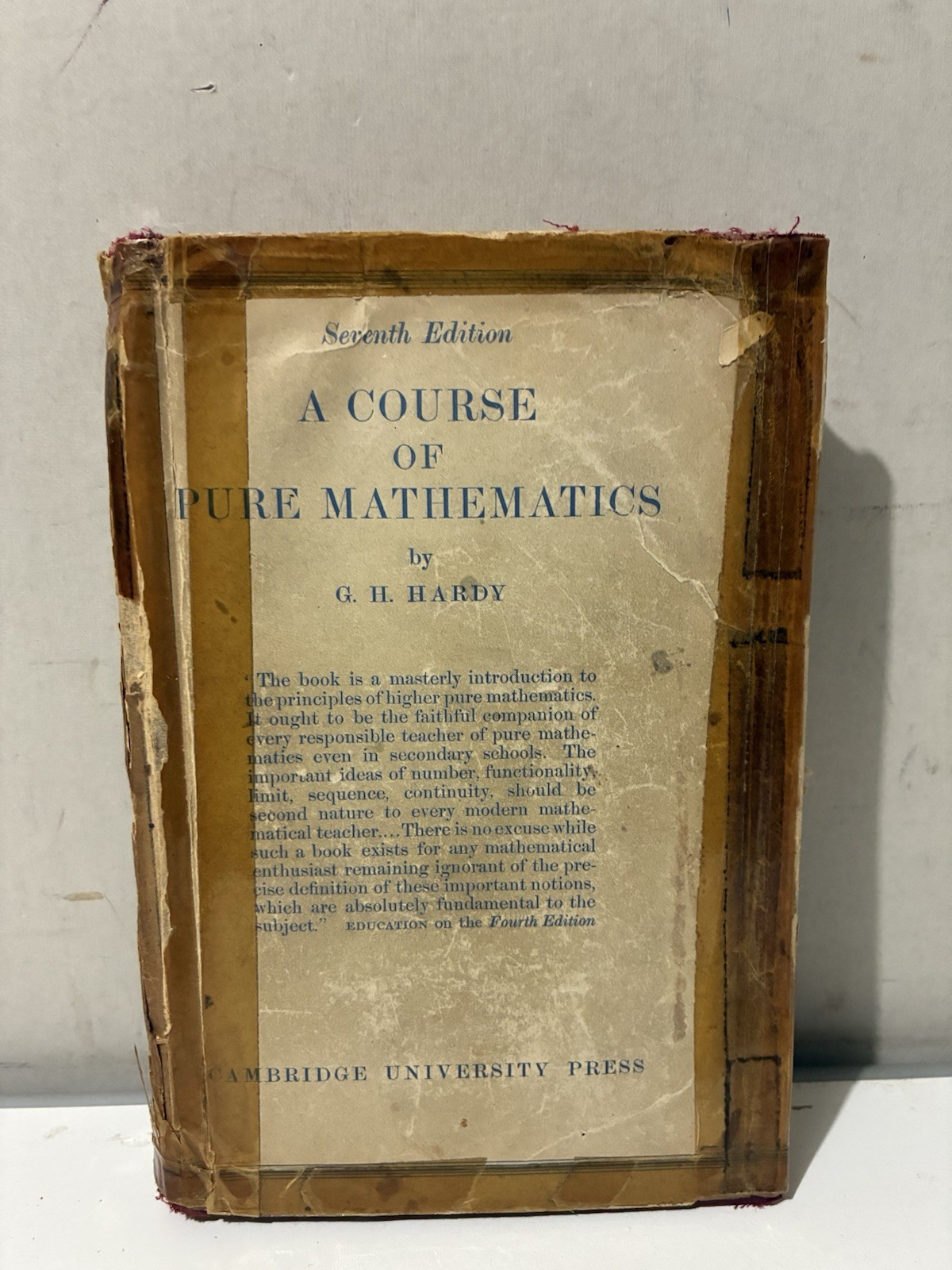 A Course of Pure Mathematics – G. H. Hardy 1938 – Hardcover