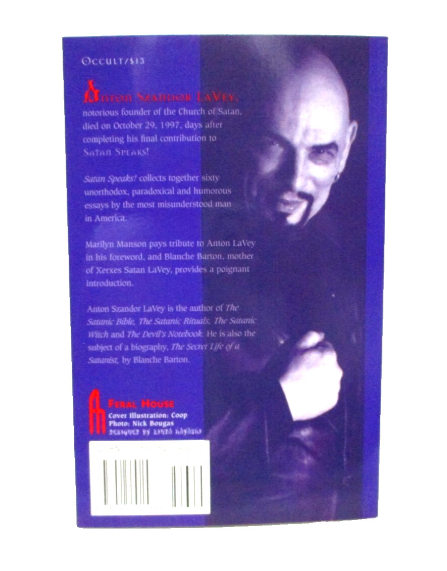 Satan Speaks! by Anton Szandor LaVey 1998 softcover occult book
