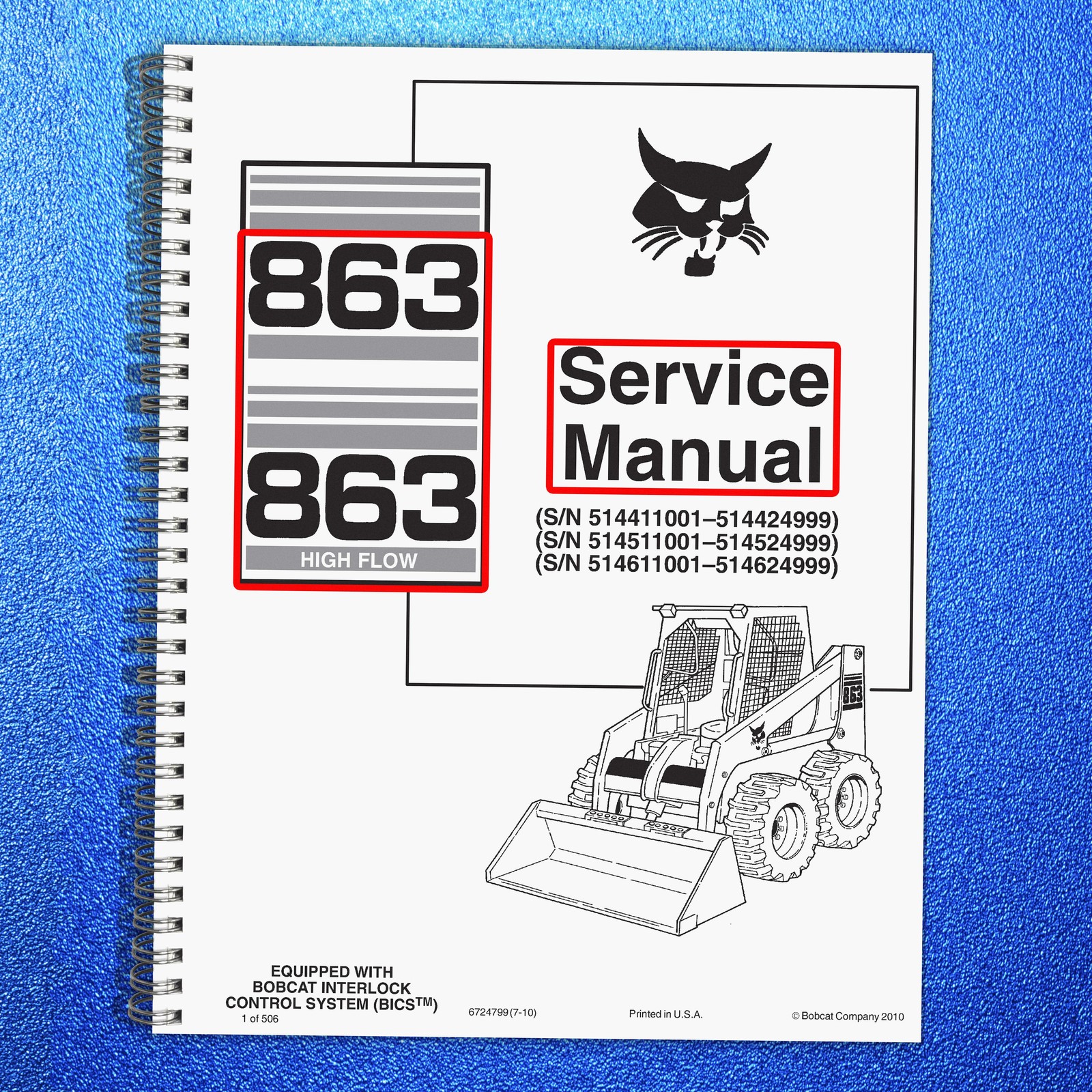 BOBCAT 863 & 863 HIGH FLOW SERVICE MANUAL CLOSURE – JACKET – HUGE FOLDOUTS!
