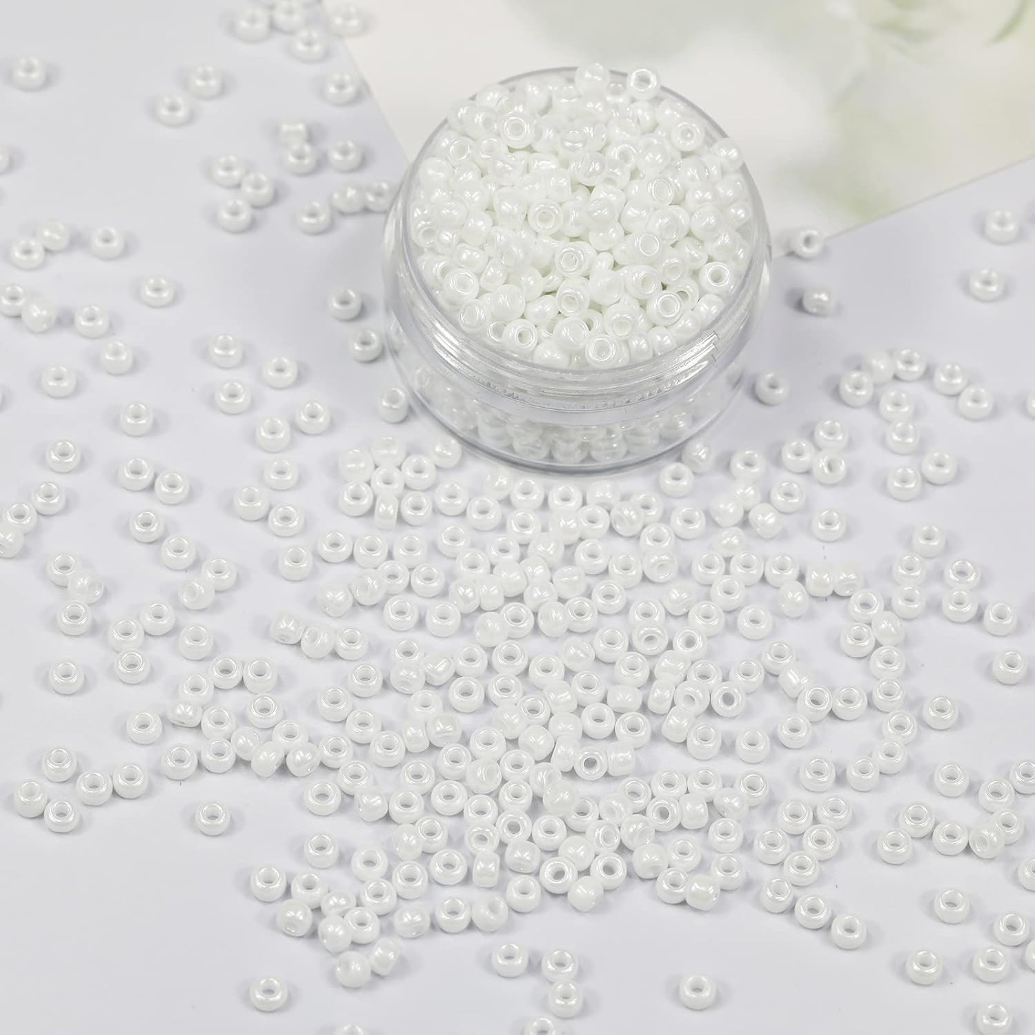 White Pearl 3mm Seed Beads About 3600pcs/100Grams in Bag, 8/0 Glass Craft Beads