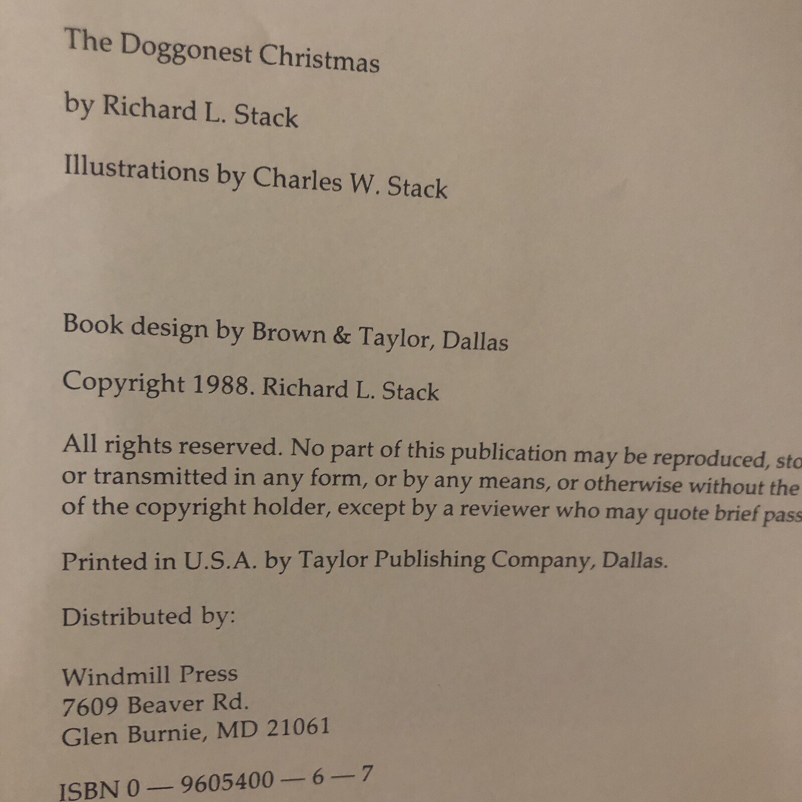 The Doggonest Christmas By Richard Lynn Stack Reading Age 7-9 48 Pages Signed