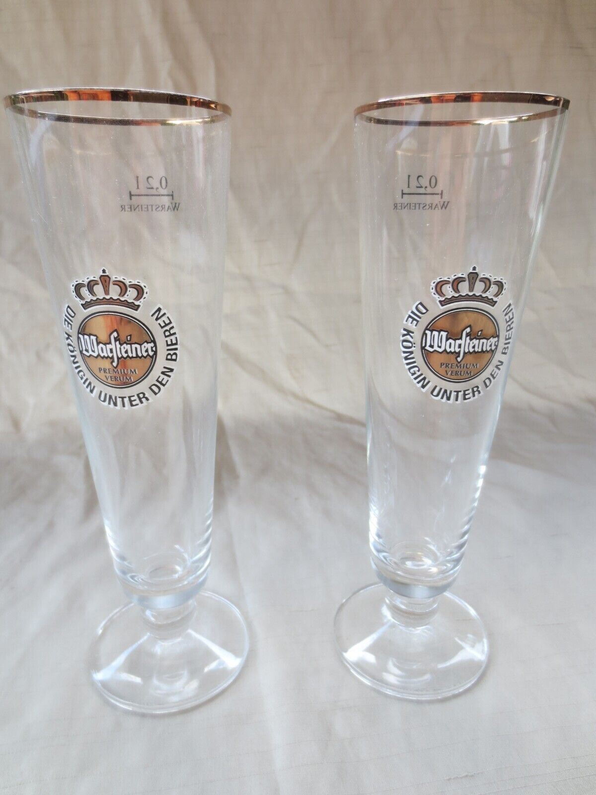 Warsteiner (Warstein) – Set of 2 – German Beer Glasses 0.2 Liter – “Tulip” – NEW
