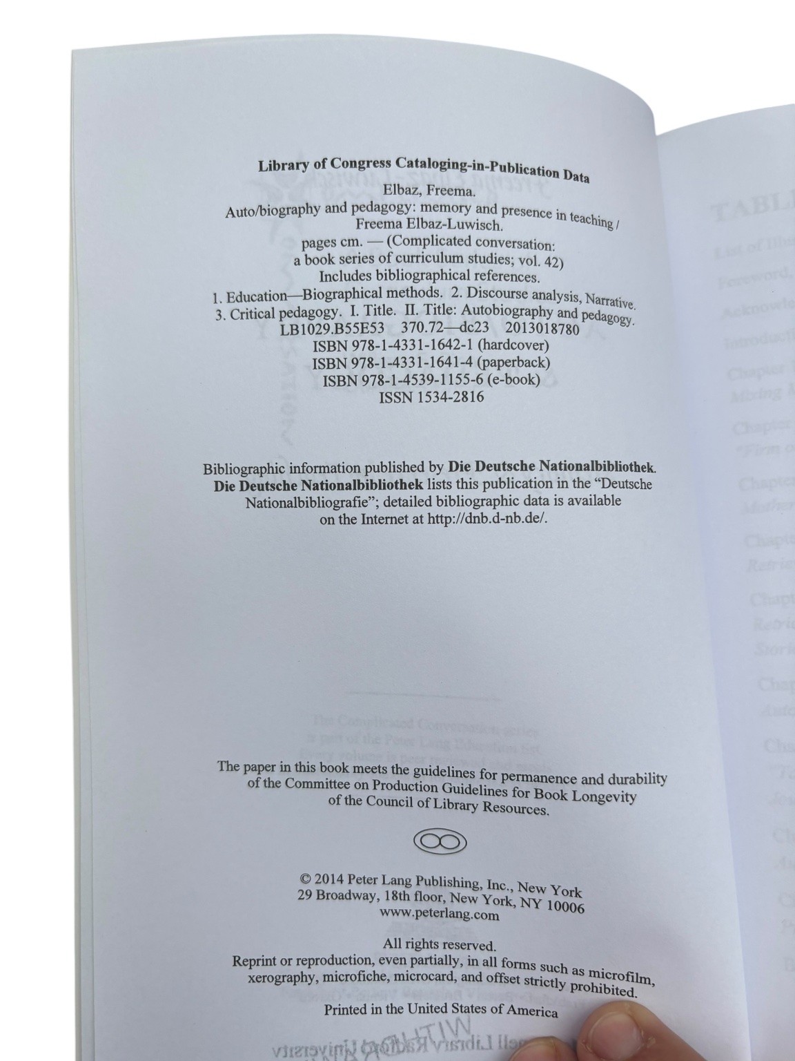 Auto/Biography & Pedagogy Freema Elbaz-Luwisch 2014 Memory Teaching Peter Lang