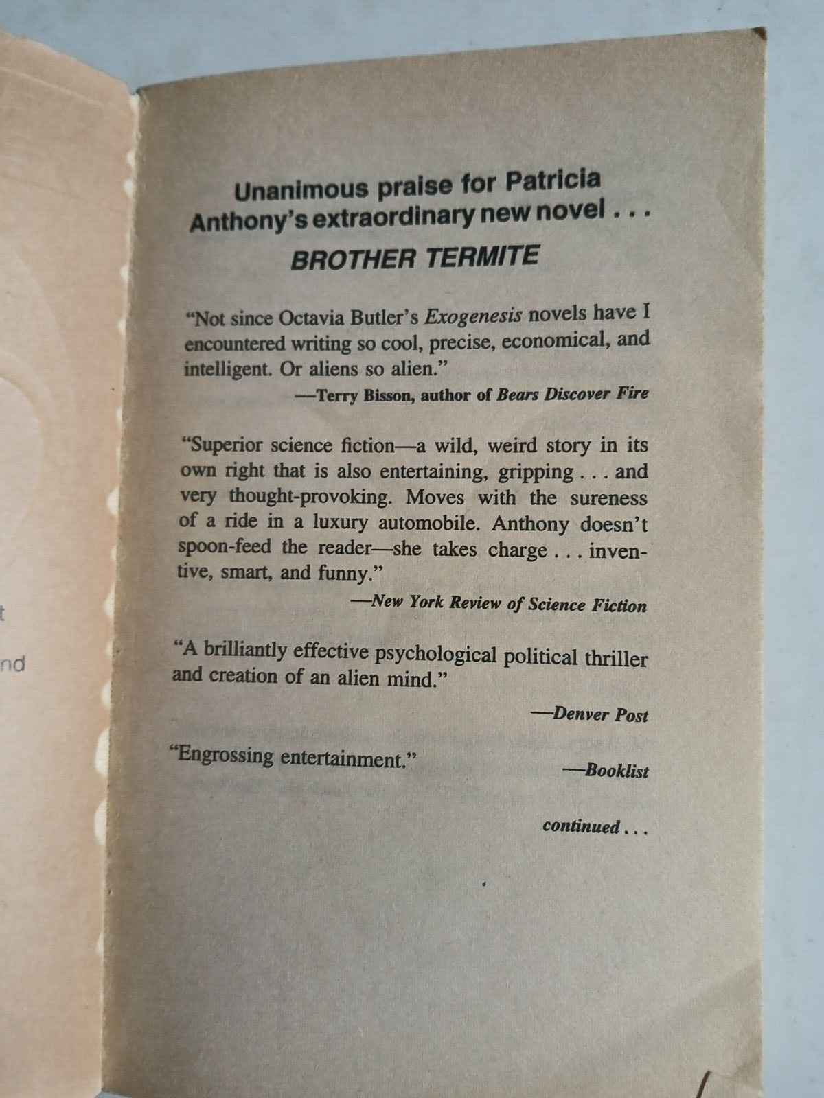 Conscience of the Beagle & Brother Termite by Patricia Anthony—1995 PB good