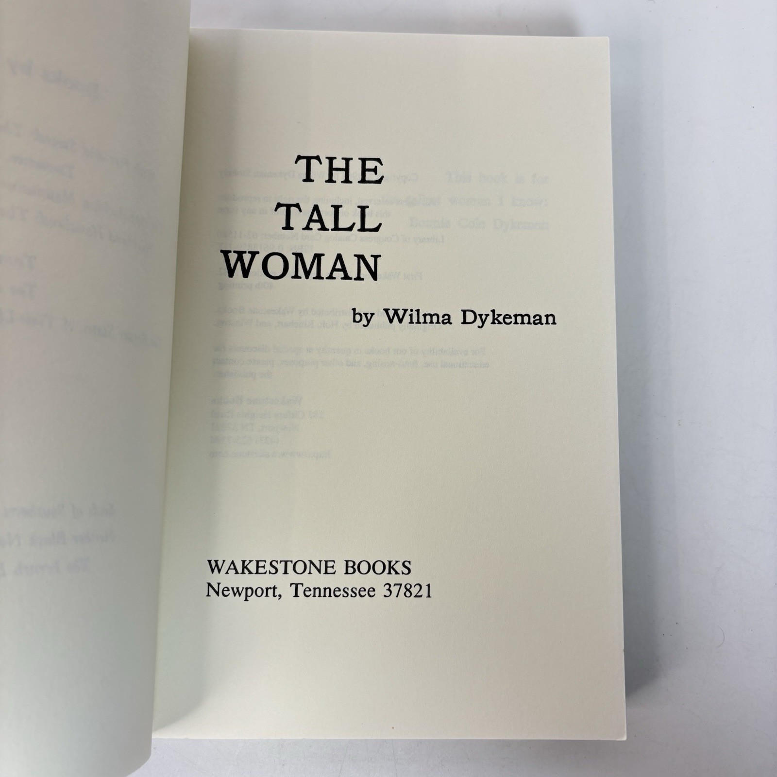 The Tall Woman by Wilma Dykeman SIGNED 1982 40th Printing Trade Paperback 1G