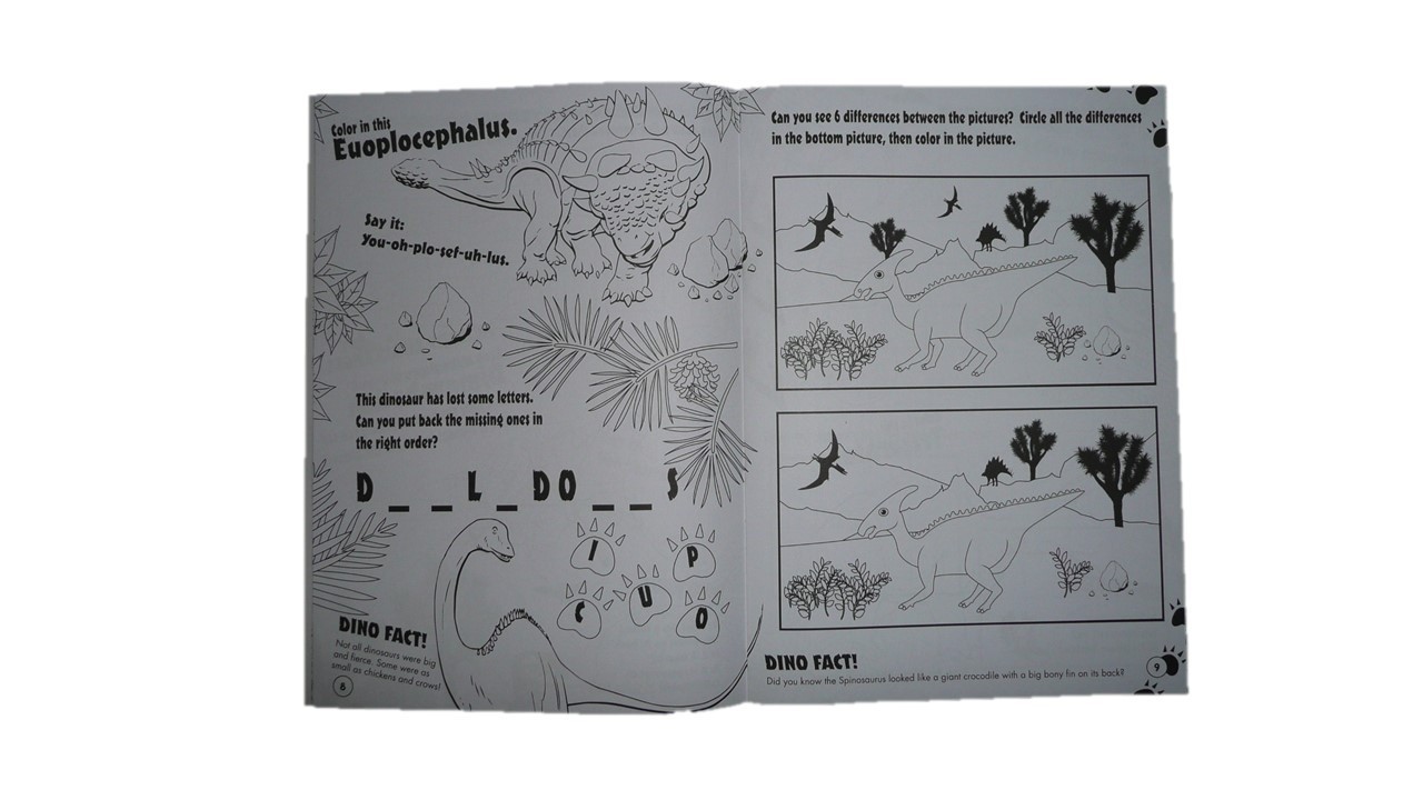Kids Dinosaur Coloring Books With Fun Activities Facts Puzzles Jokes 4-Pack Set