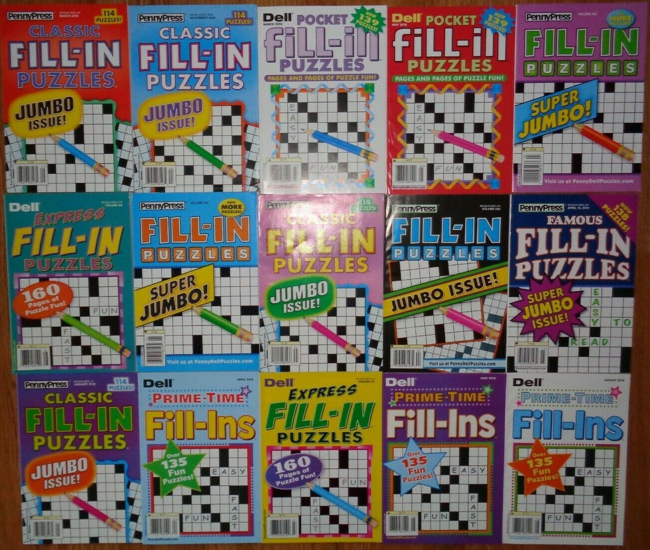Lot of 10 Penny Press Fill-Ins Puzzle Books Famous Express Pocket Prime Unsorted