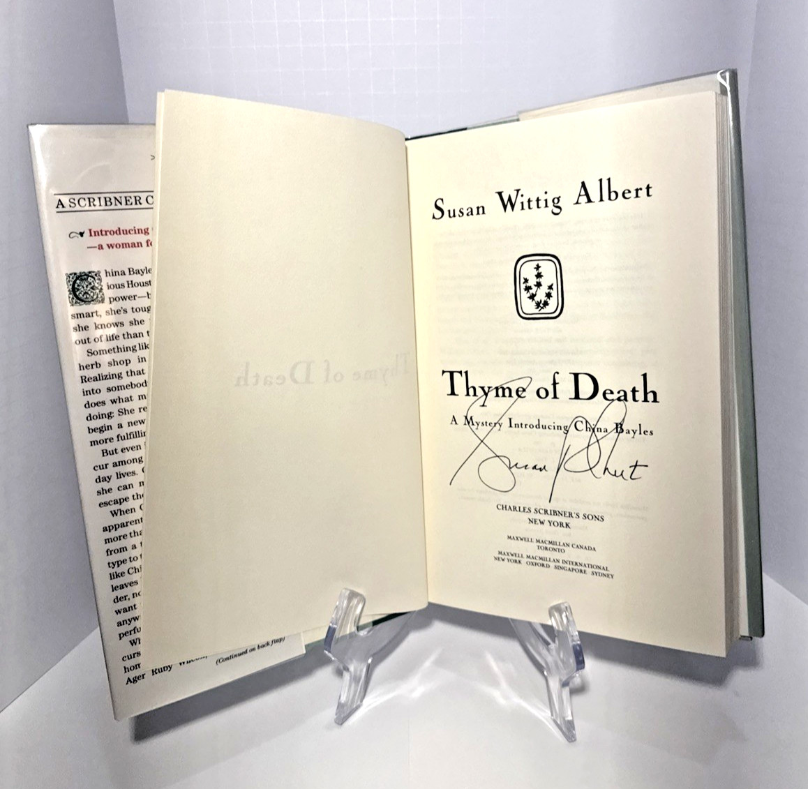 SIGNED 1st Edition HCDJ | Thyme of Death by Susan Wittig Albert