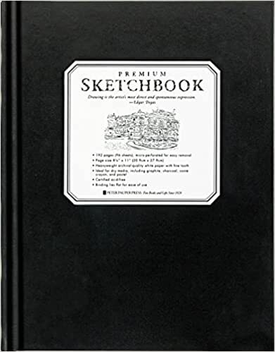 Premium Black Sketchbook – Large (8-1/2 inch x 11 inch, Micro-Perforated Page…