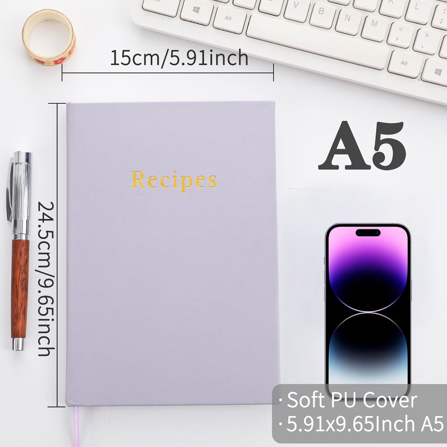 Recipe Book to Write in Your Own Recipes with 62 Blank Pages (Purple)