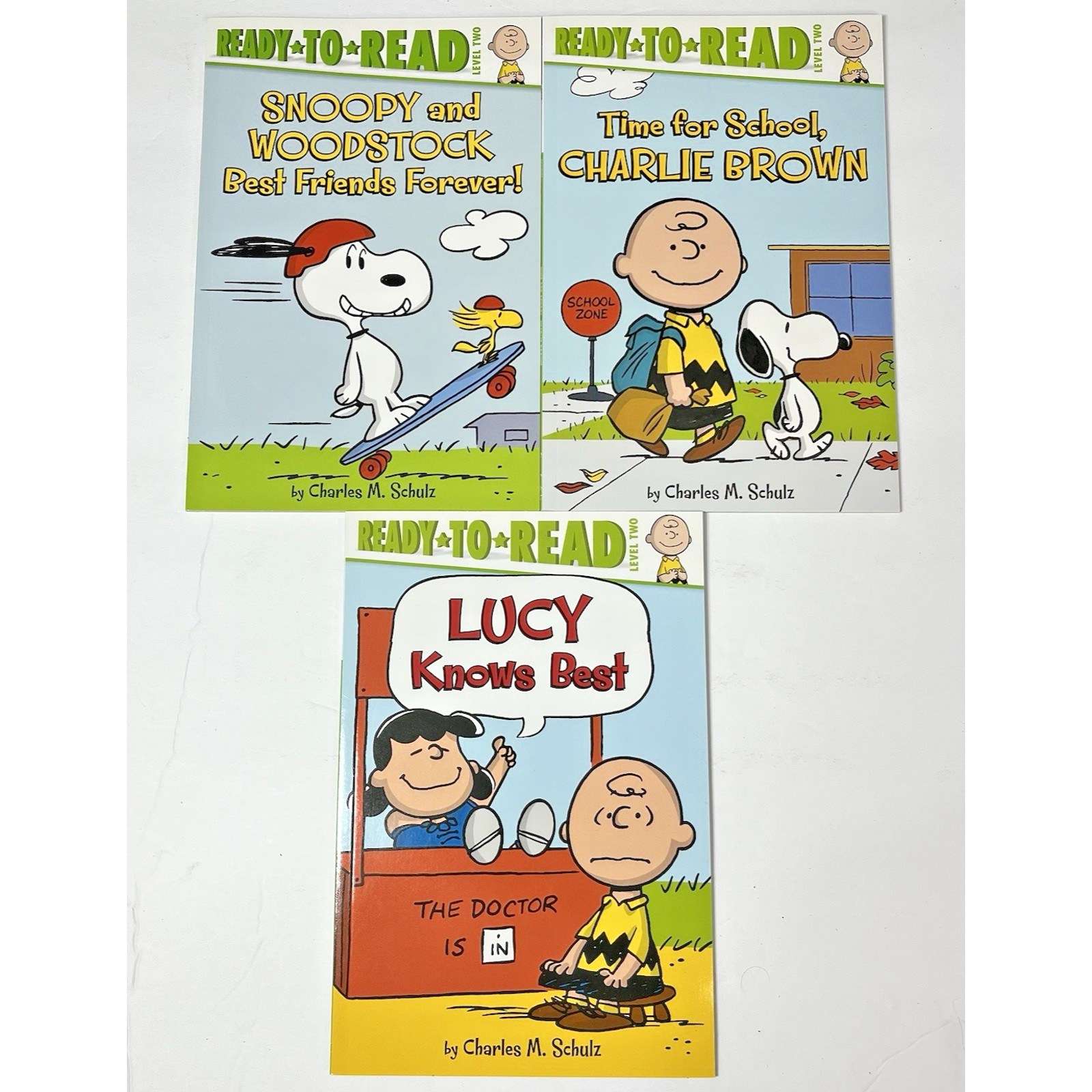 3 Ready to Read Level 2 Time for School Charlie Brown Snoopy Lucy Paperback Book