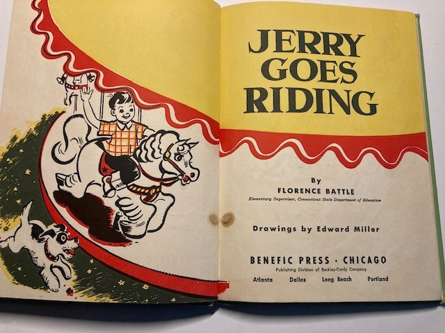 1962 Jerry Goes Riding HC Easy To Read Children’s Book Benefic Press