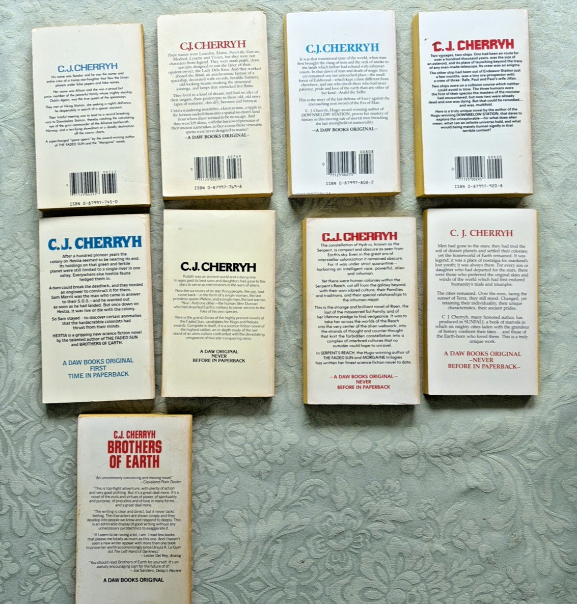 C.J. CHERRYH -YELLOW SPINE – DAW BOOKS – 1ST ED PB – 9 BOOK LOT -’76-’84