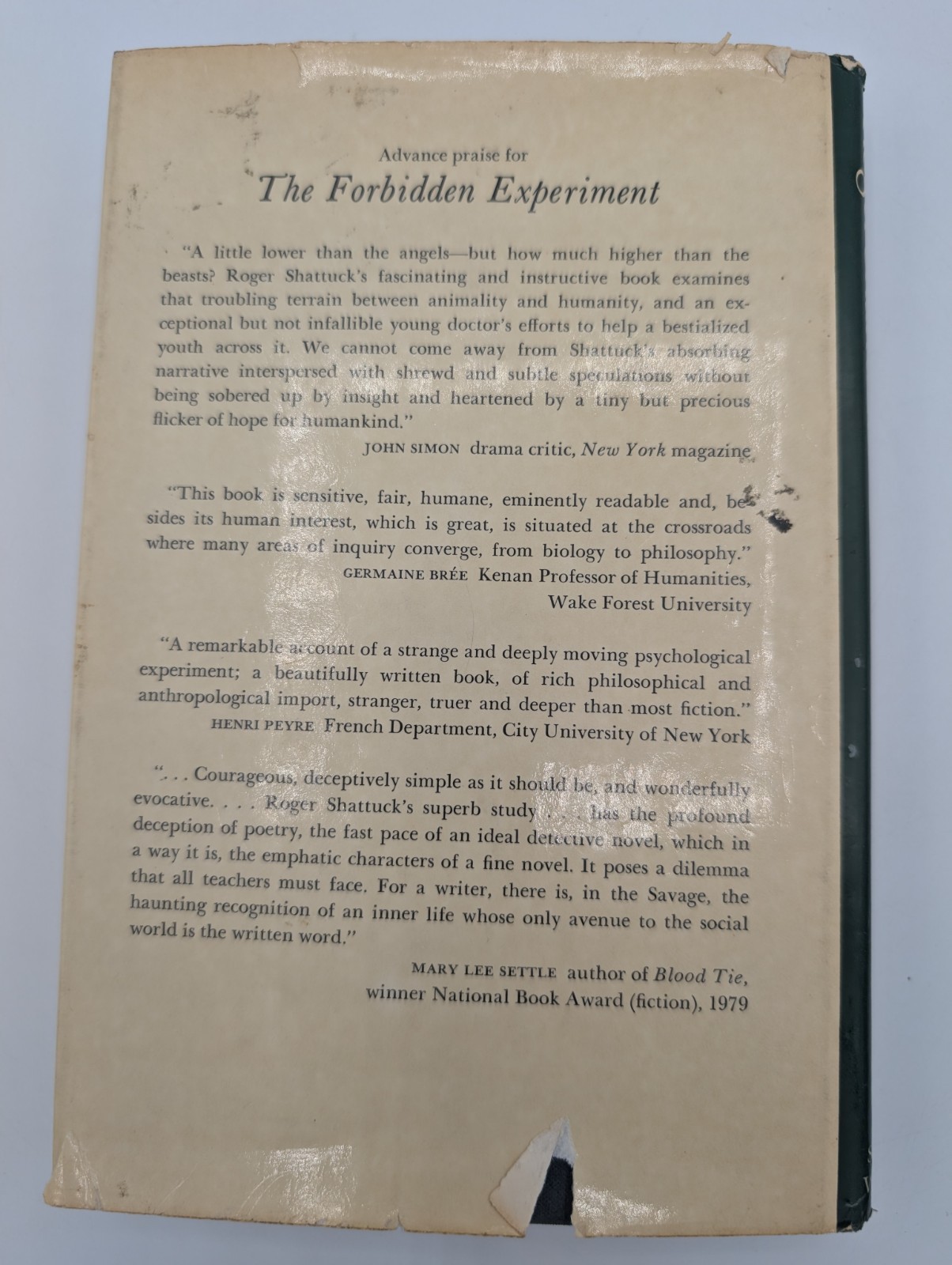 The Forbidden Experiment by Roger Shattuck – Hardcover