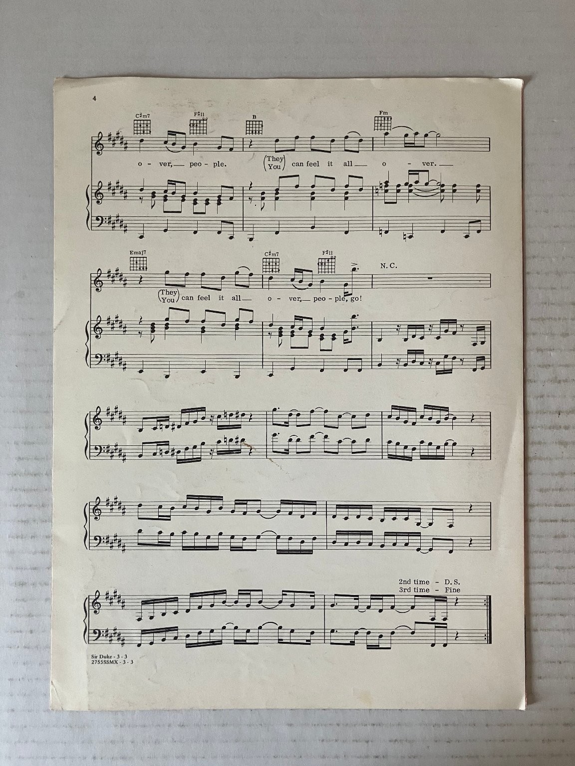 Sir Duke Stevie Wonder 1976 Sheet Music Vintage Pop Soul Jobete Black Bull