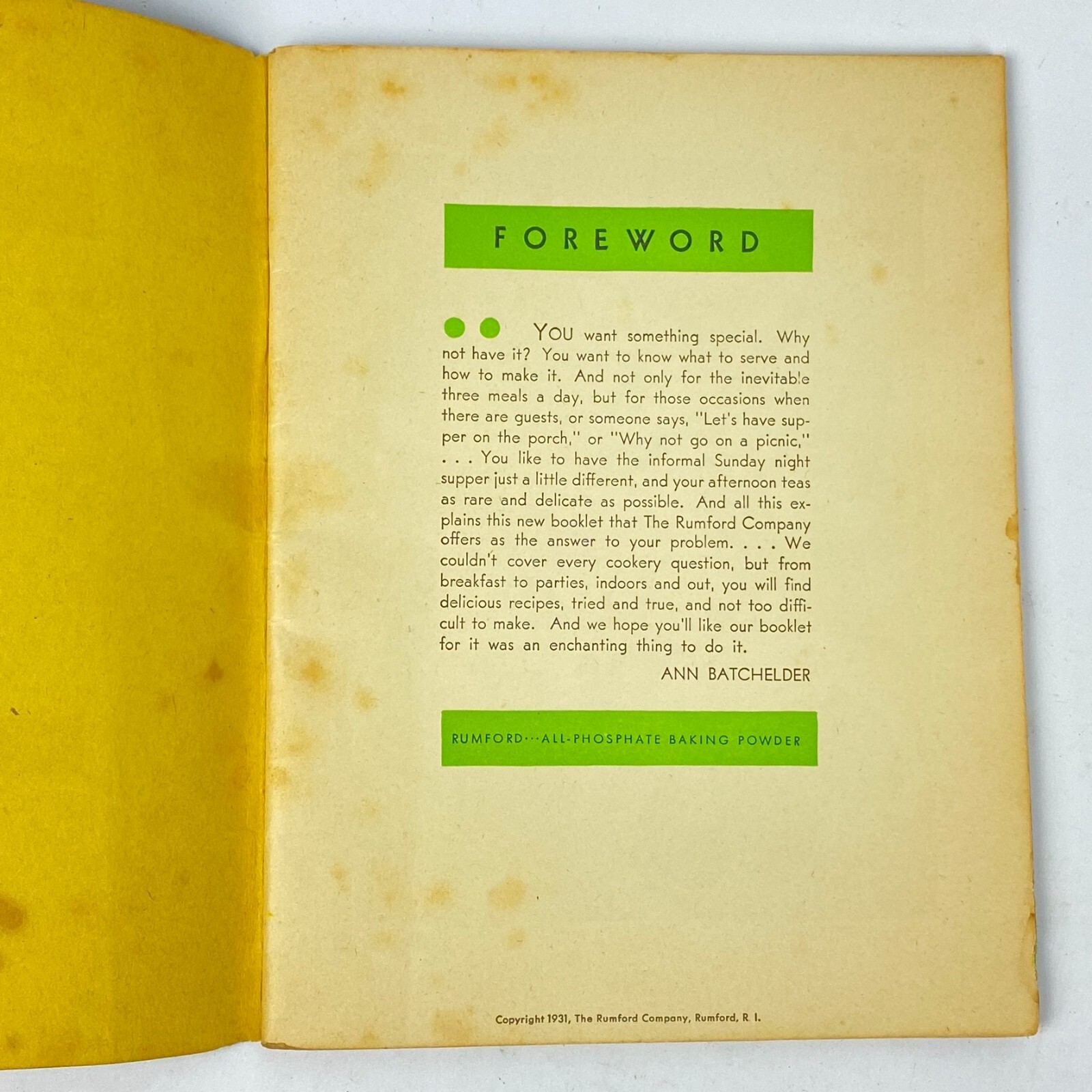 1931 Cookbook Ann Batchelder’s Attractive Meals Planned Complete Vintage