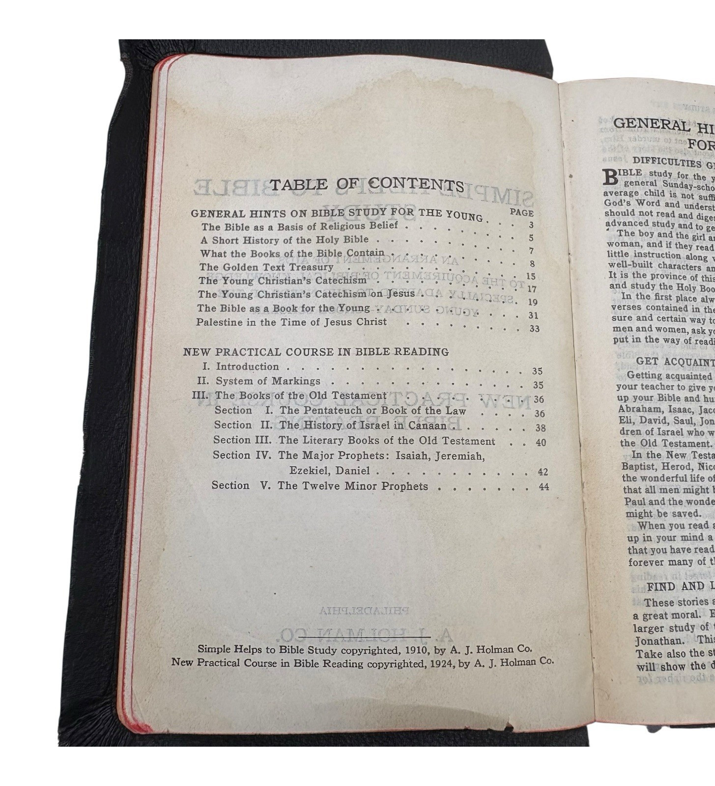 Holy Bible 1929 Simple Helps to Bible Study Practical Course in Bible Reading