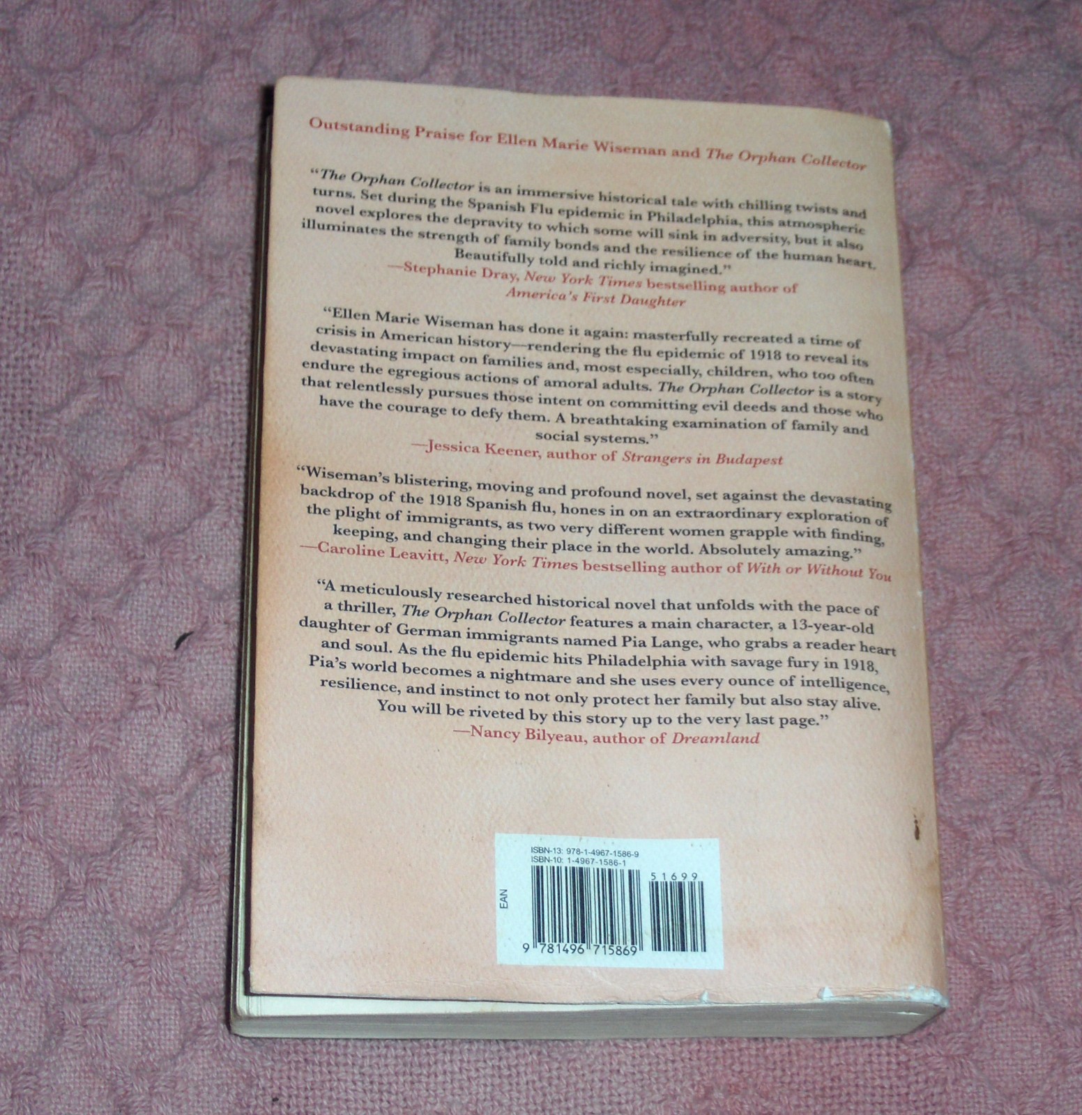 The Orphan Collector NYT Bestseller Paperback Book Ellen Marie Wiseman Author