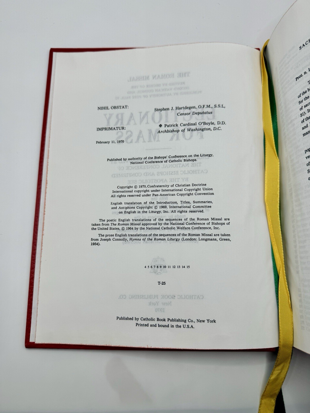 Lectionary For Mass The Catholic Roman Missal 1970 Red Hardcover 1270