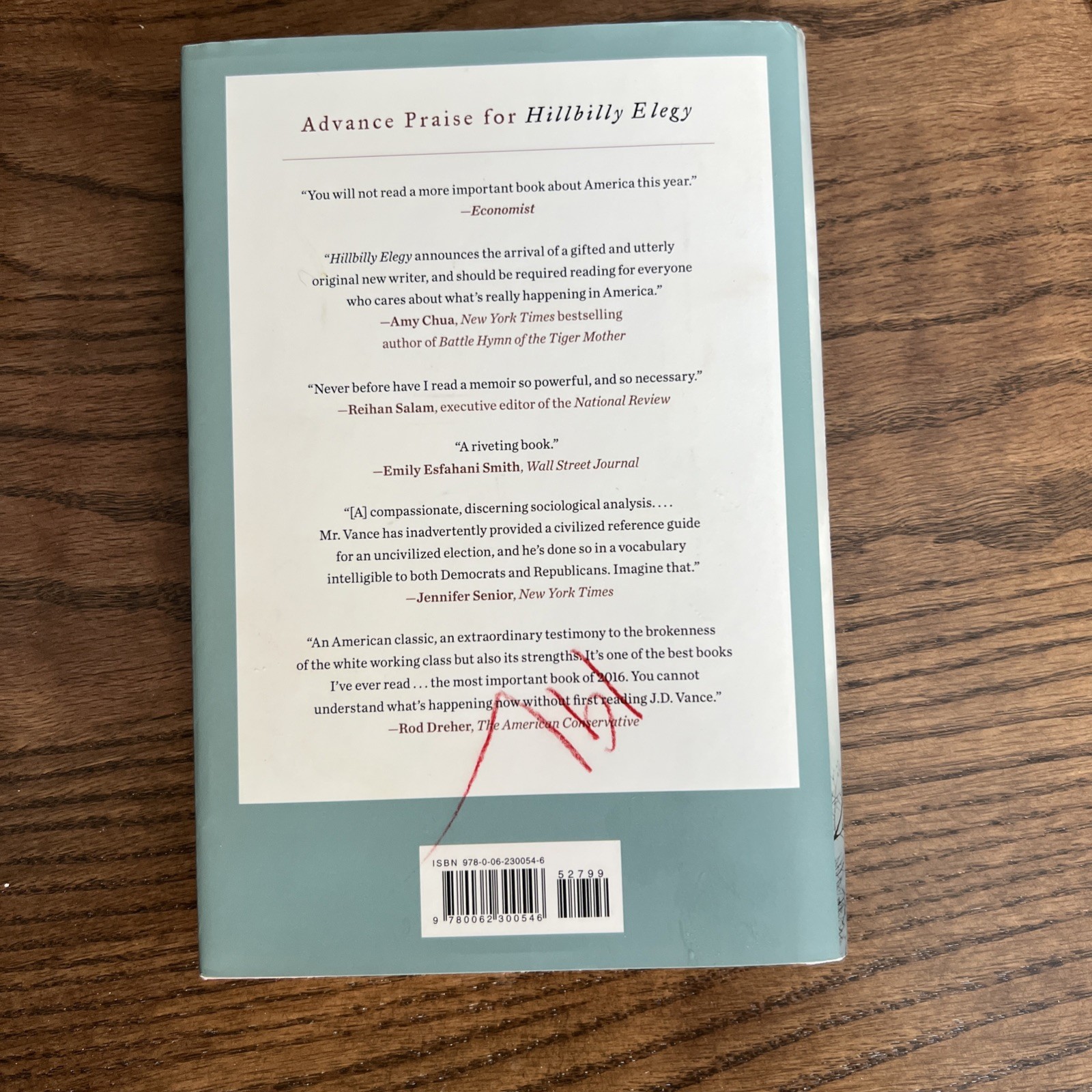 Hillbilly Elegy – J. D. Vance – Hardcover – First Edition